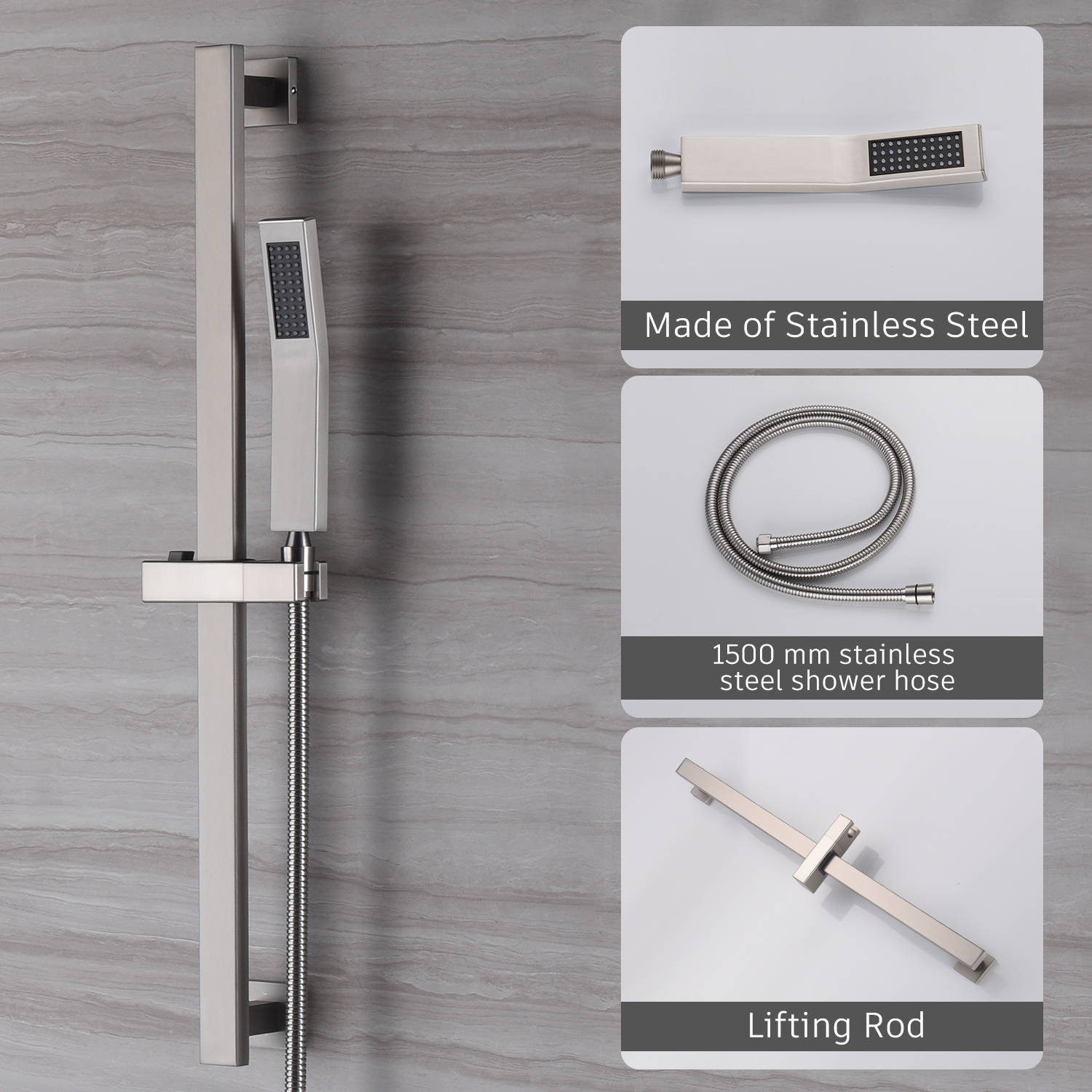 CASAINC 2 Function 10" Ceiling Mount Dual Shower Heads Shower System With Sliding Rod Shower Hand