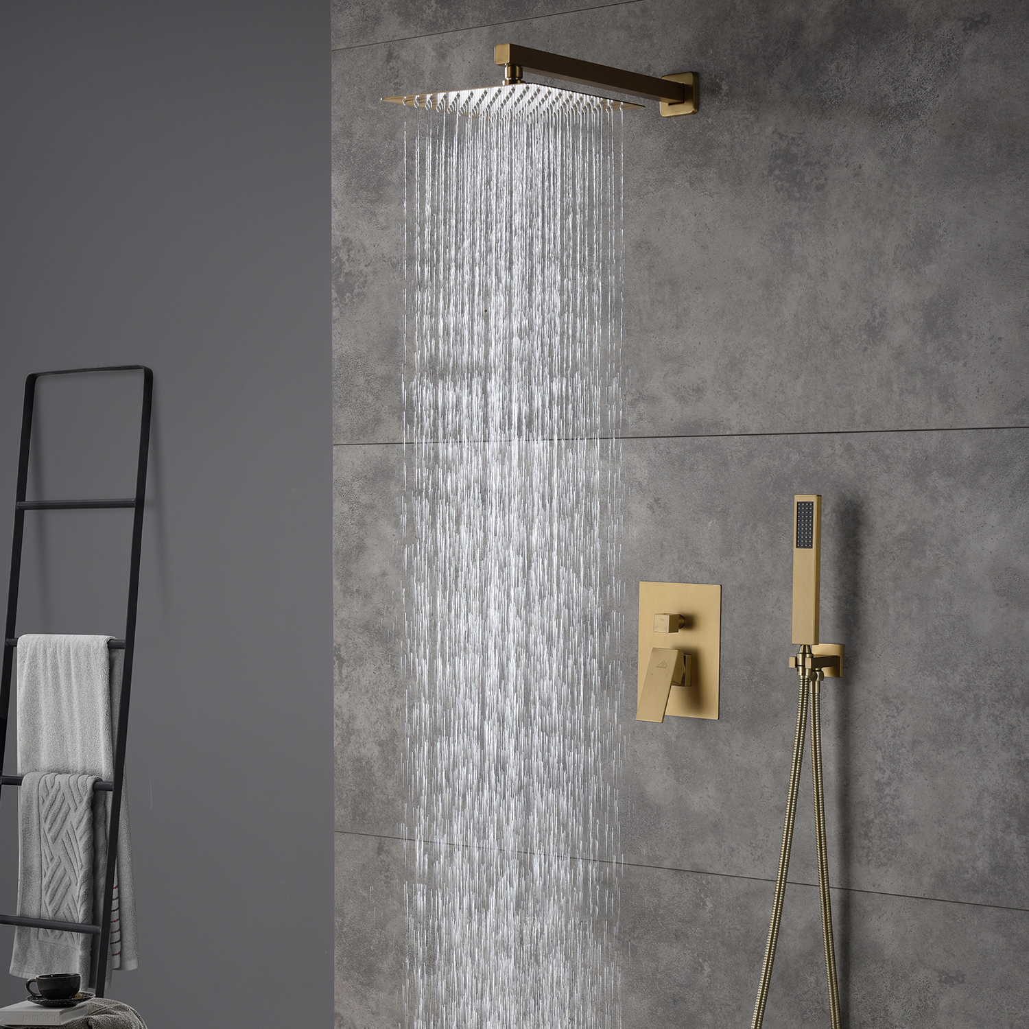 Casainc 2 Function 10" Wall Mounted Dual Shower Heads Shower System In Brush gold-CASAINC