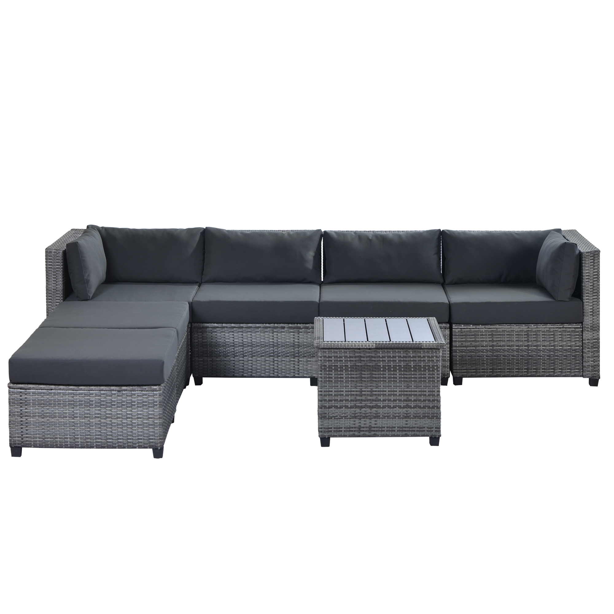 7 Piece Rattan Sectional Seating Group with Cushions, Outdoor Ratten Sofa -CASAINC