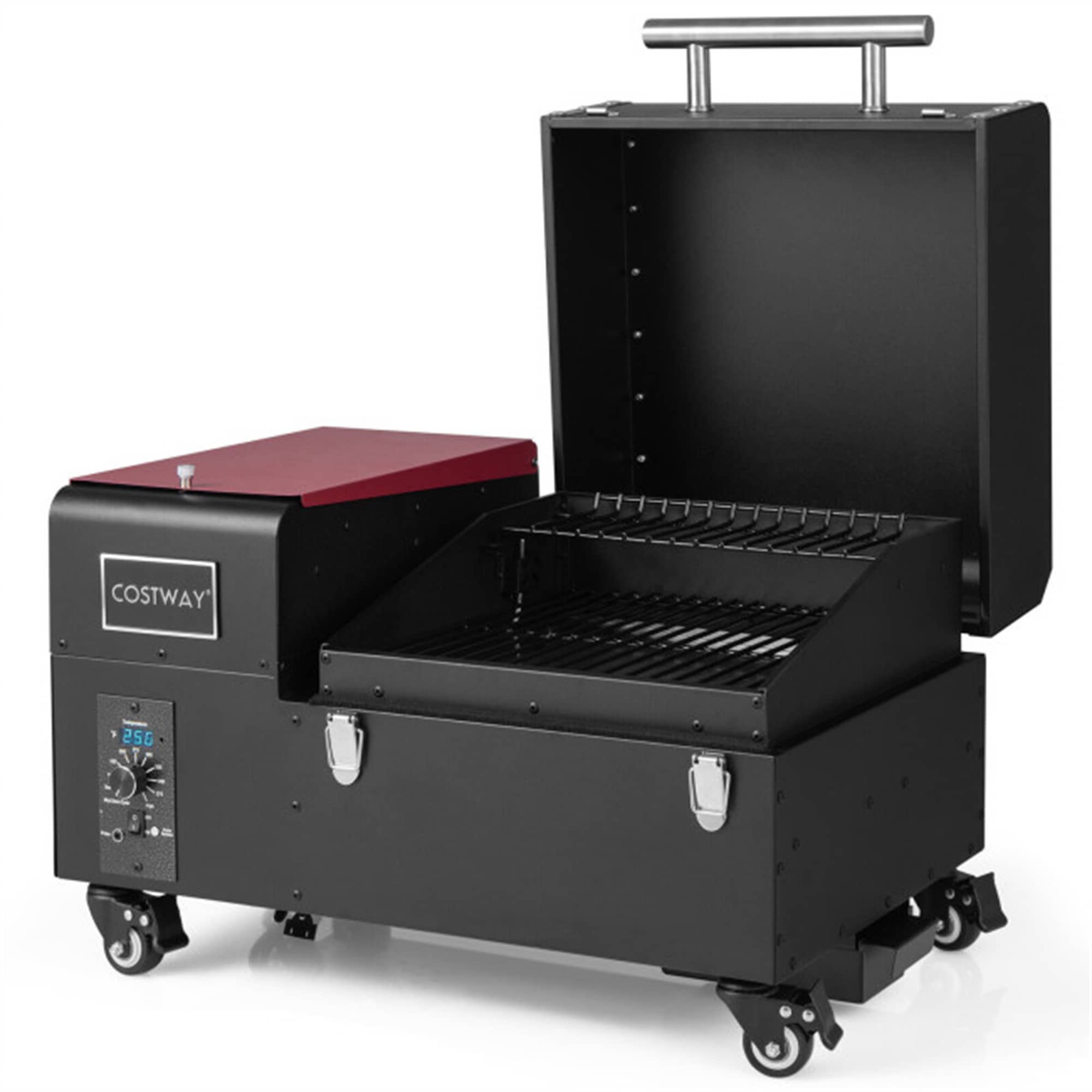CASAINC Movable Pellet Grill and Smoker with Temperature Probe