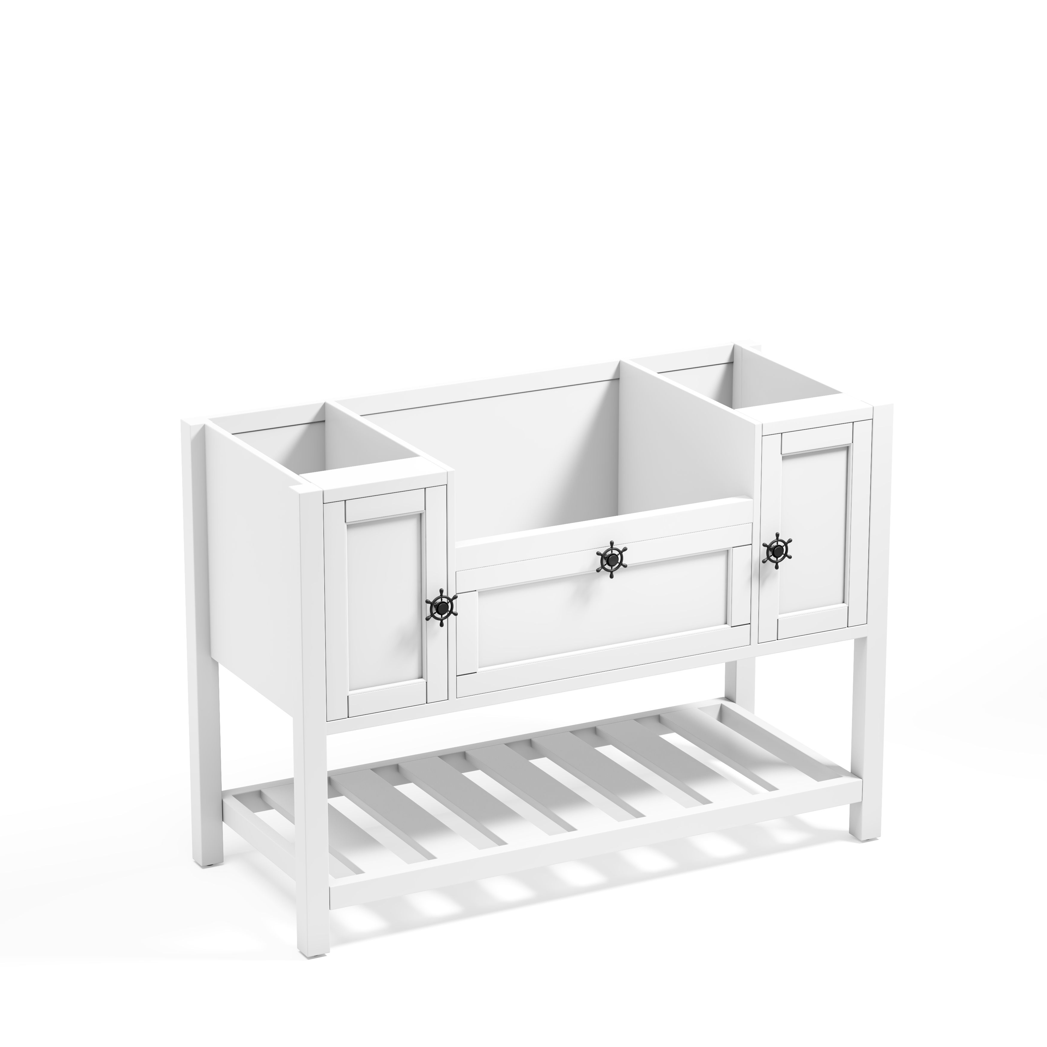 Solid Wood Bathroom Vanities Without Tops 48 in. W x 20 in. D x 33.60 in. H   Bath Vanity in White with-CASAINC