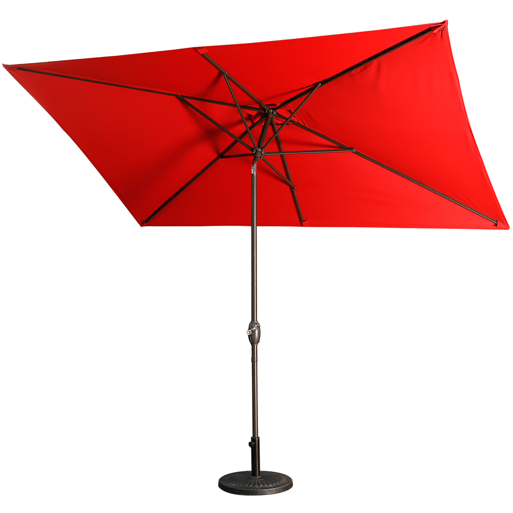Casainc 10 ft. Aluminum Rectanglar Market Patio Umbrella in Red-CASAINC