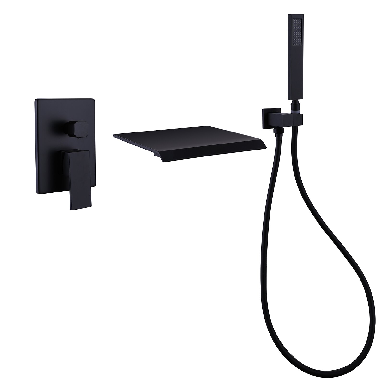 Waterfall Wall Mounted Tub Filler With Handheld Shower-CASAINC