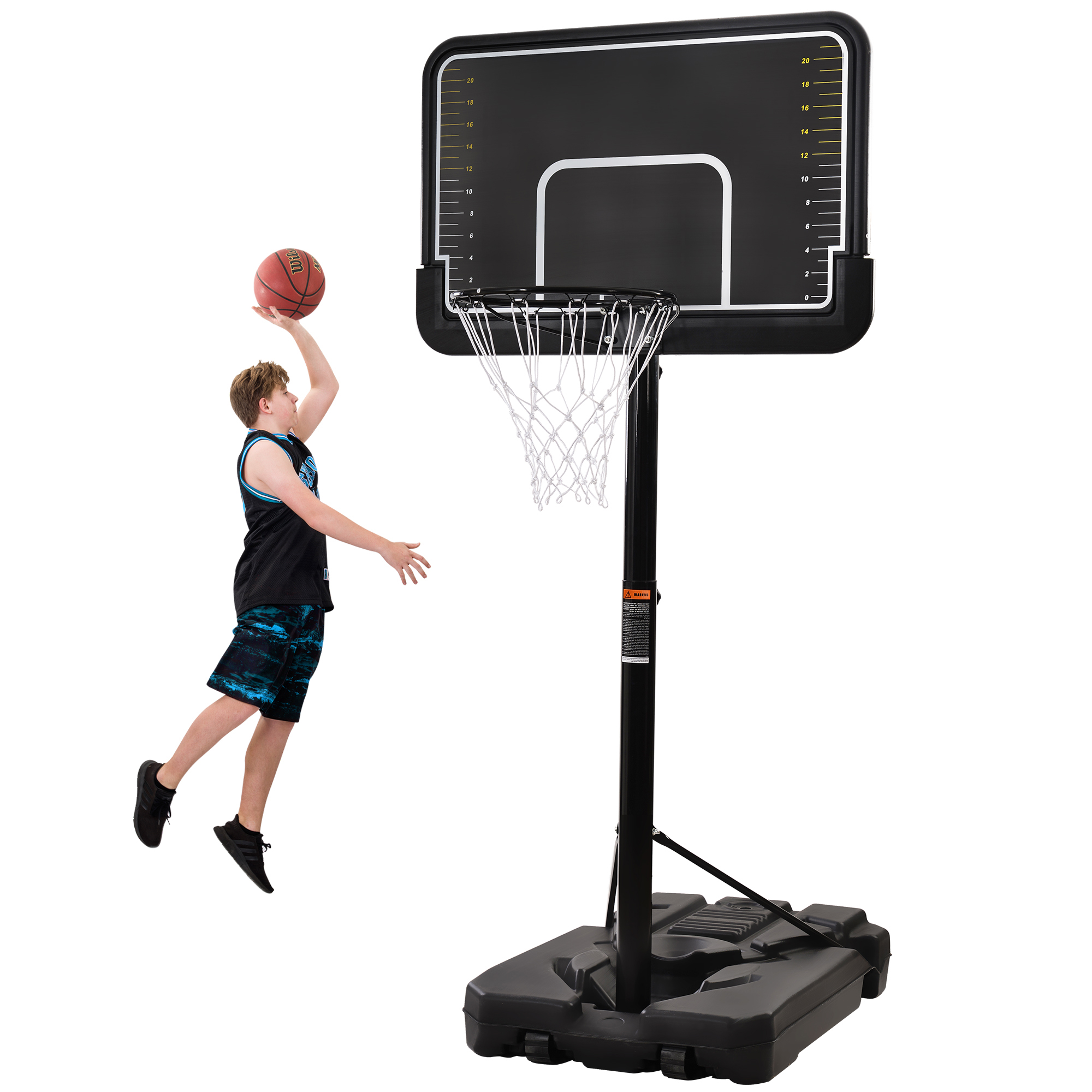 Portable Basketball Hoop  Goal with Vertical Jump Measurement, Outdoor Basketball System with 6.6-10ft Height Adjustment for Youth, Adults-CASAINC