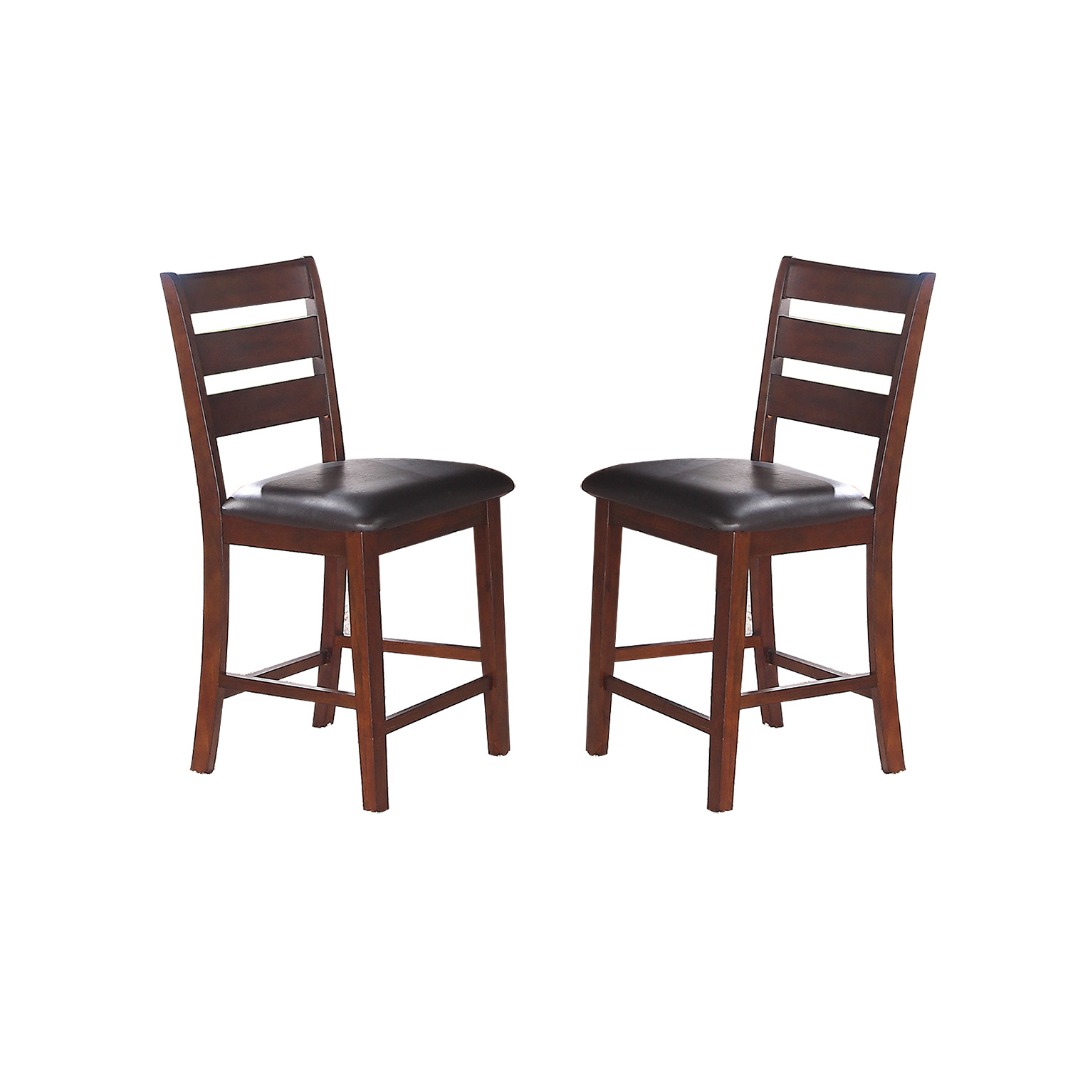 Sara Ladder Back Dining Height Chairs in Brown, Set of 2-CASAINC