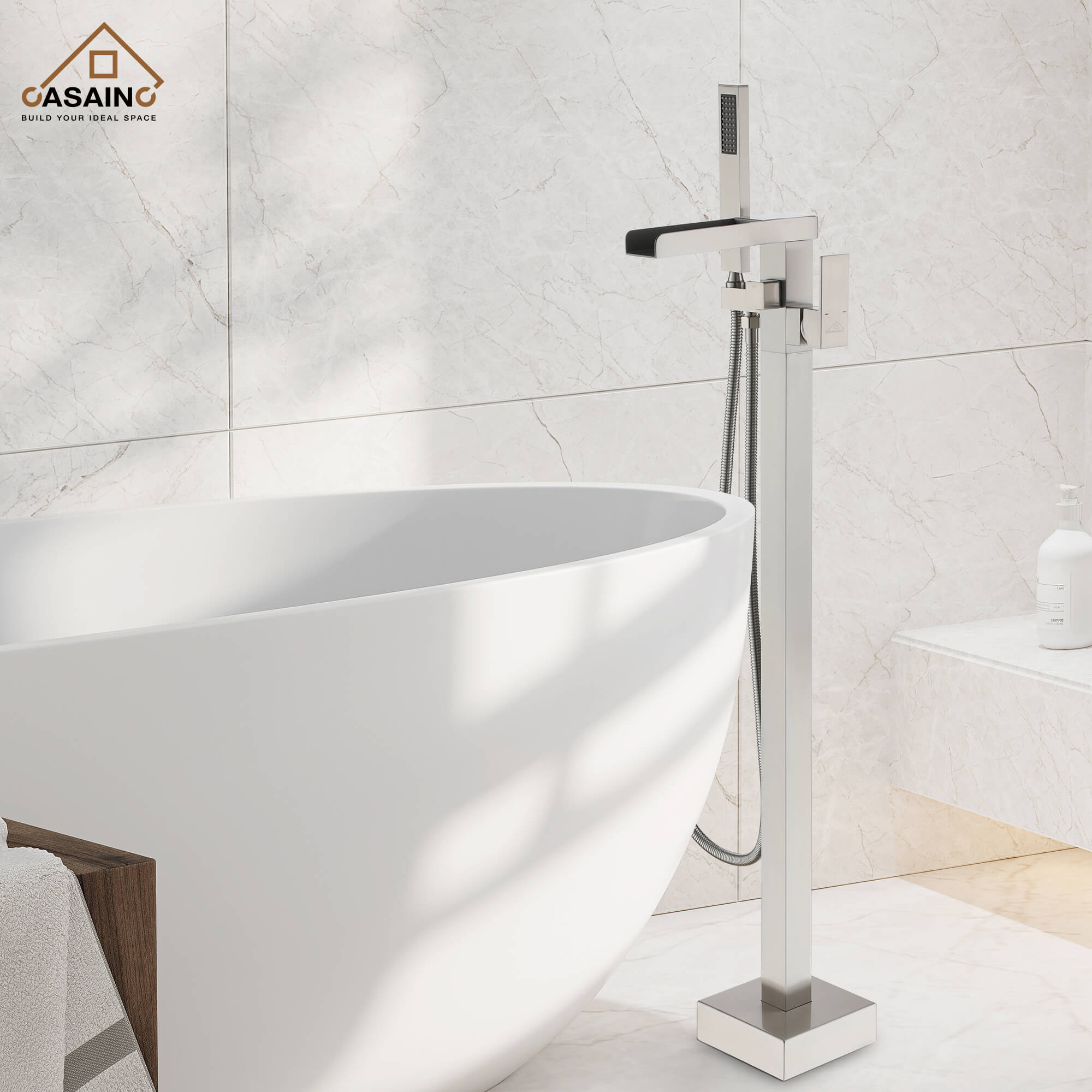 CASAINC 1-Handle Freestanding Bathtub Faucet with Hand Shower