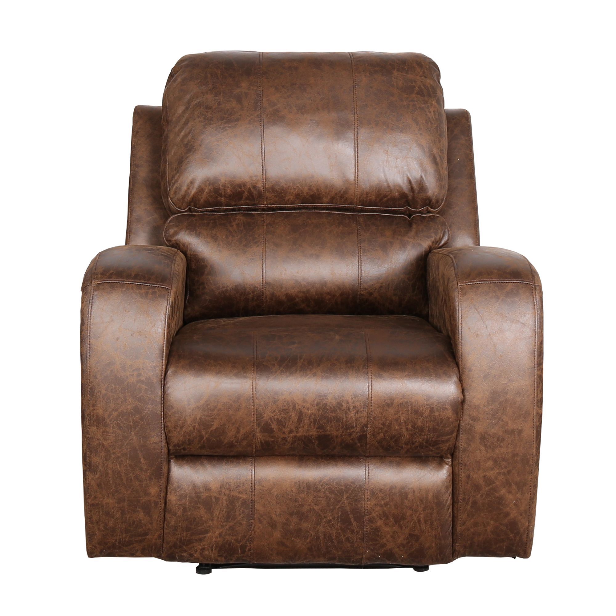 Power Electric Bonded PU Leather Recliner Chair with USB Charge Port, Vintage Home Theater Seating,Classic Single Sofa Seat-Nut Brown-CASAINC