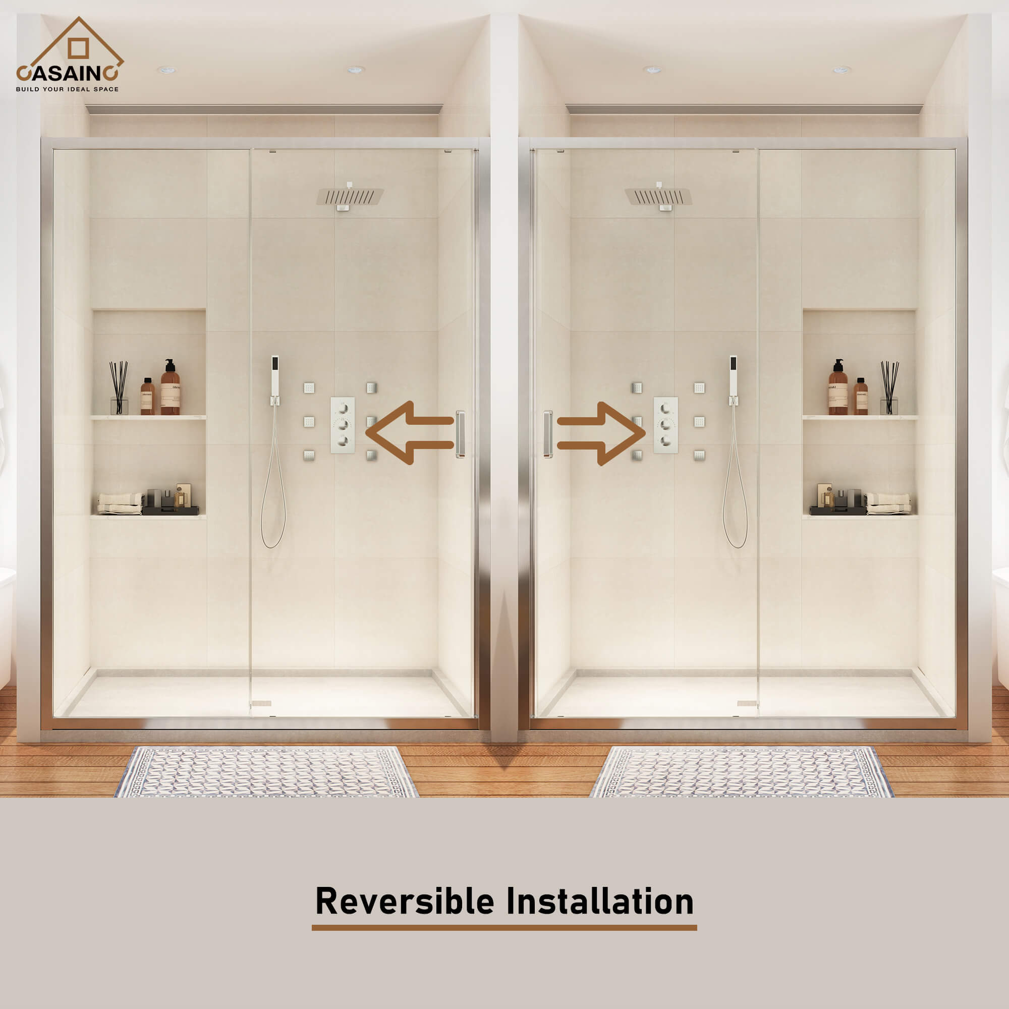 48" x 72" Framed Single Sliding Shower Door in Chrome/Brushed Nickel/M