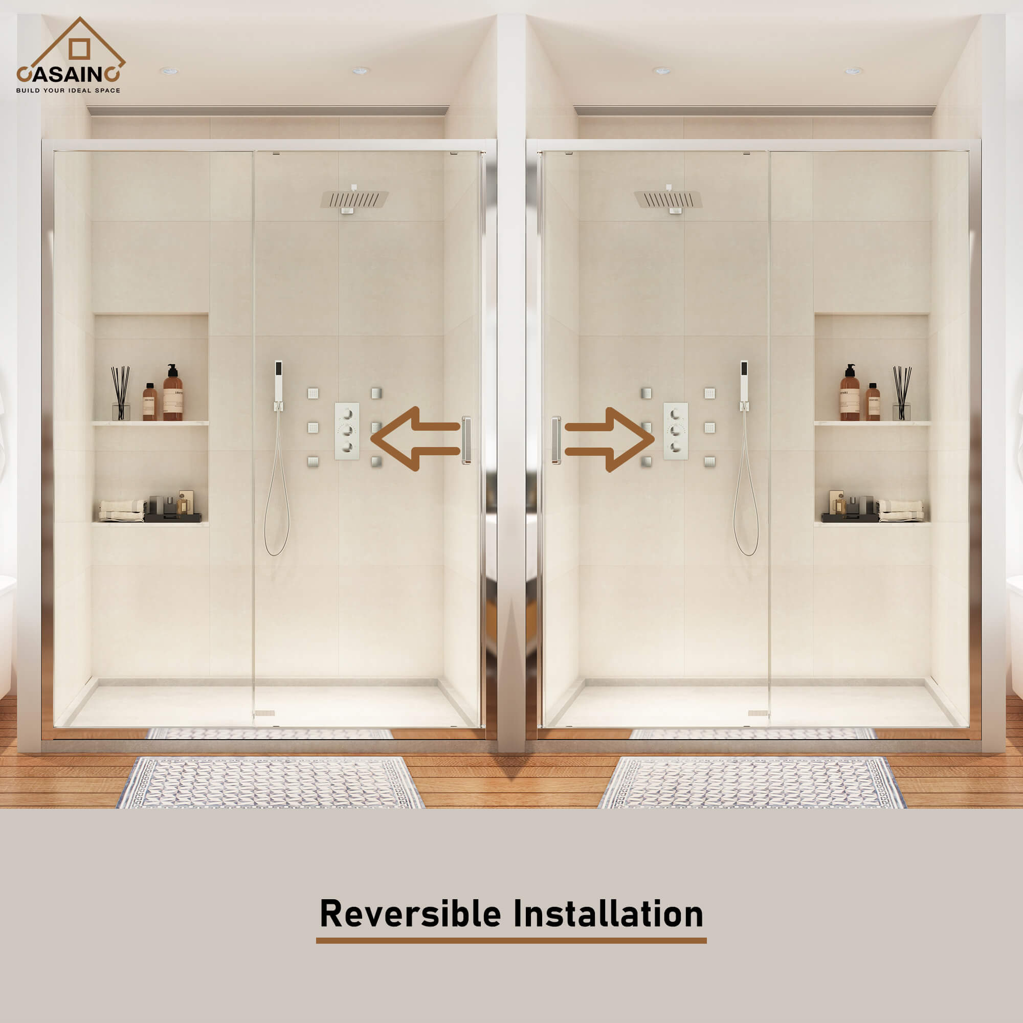 48" x 72" Framed Single Sliding Shower Door in Chrome/Brushed Nickel/M