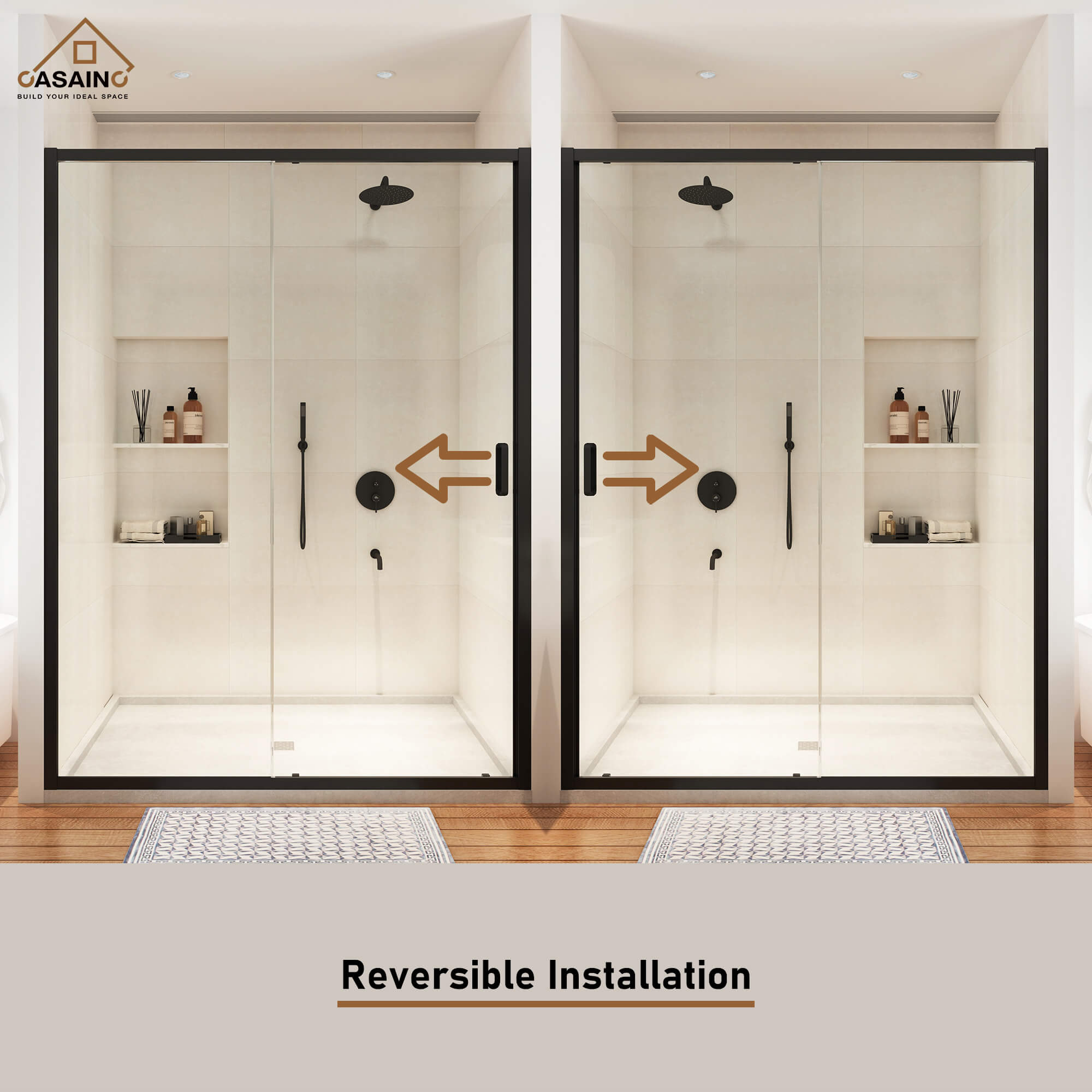 48" x 72" Framed Single Sliding Shower Door in Chrome/Brushed Nickel/M