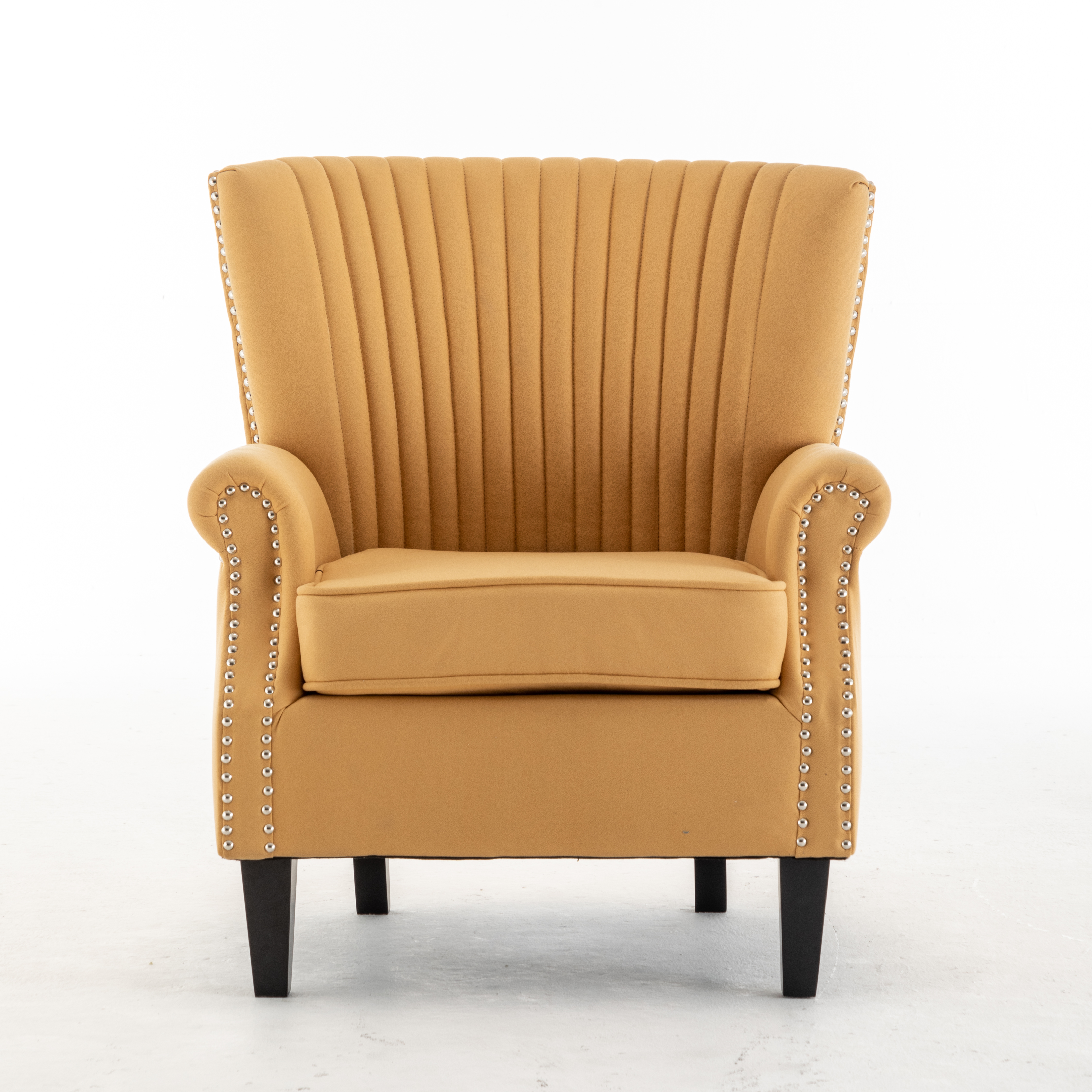 Accent Chair, Living Room Wingback Chair, Tufted Armchair with Padded Seat, Upholstered Accent Reading Chair-CASAINC