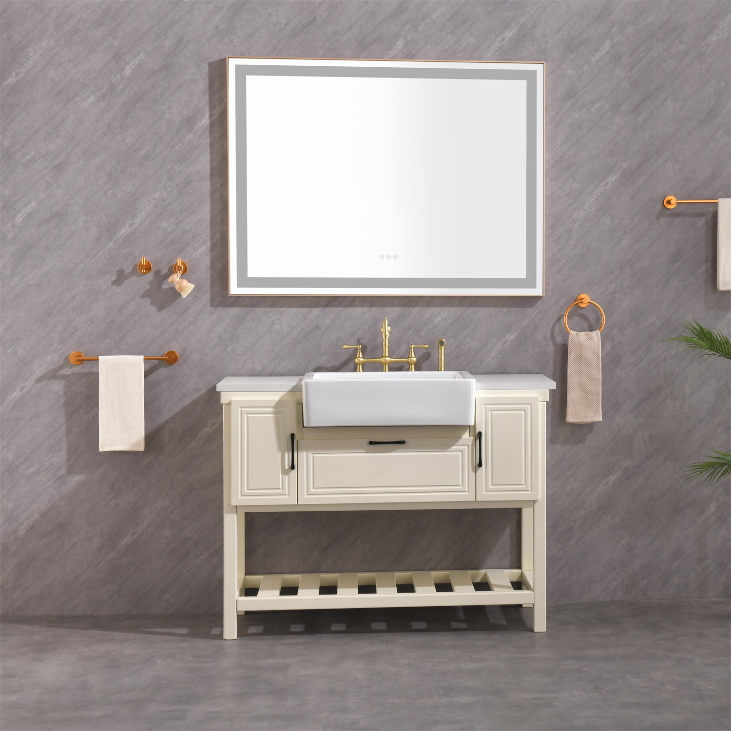 48x36 LED Lighted Bathroom Wall Mounted Mirror with High Lumen+Anti-Fog Separately Control
