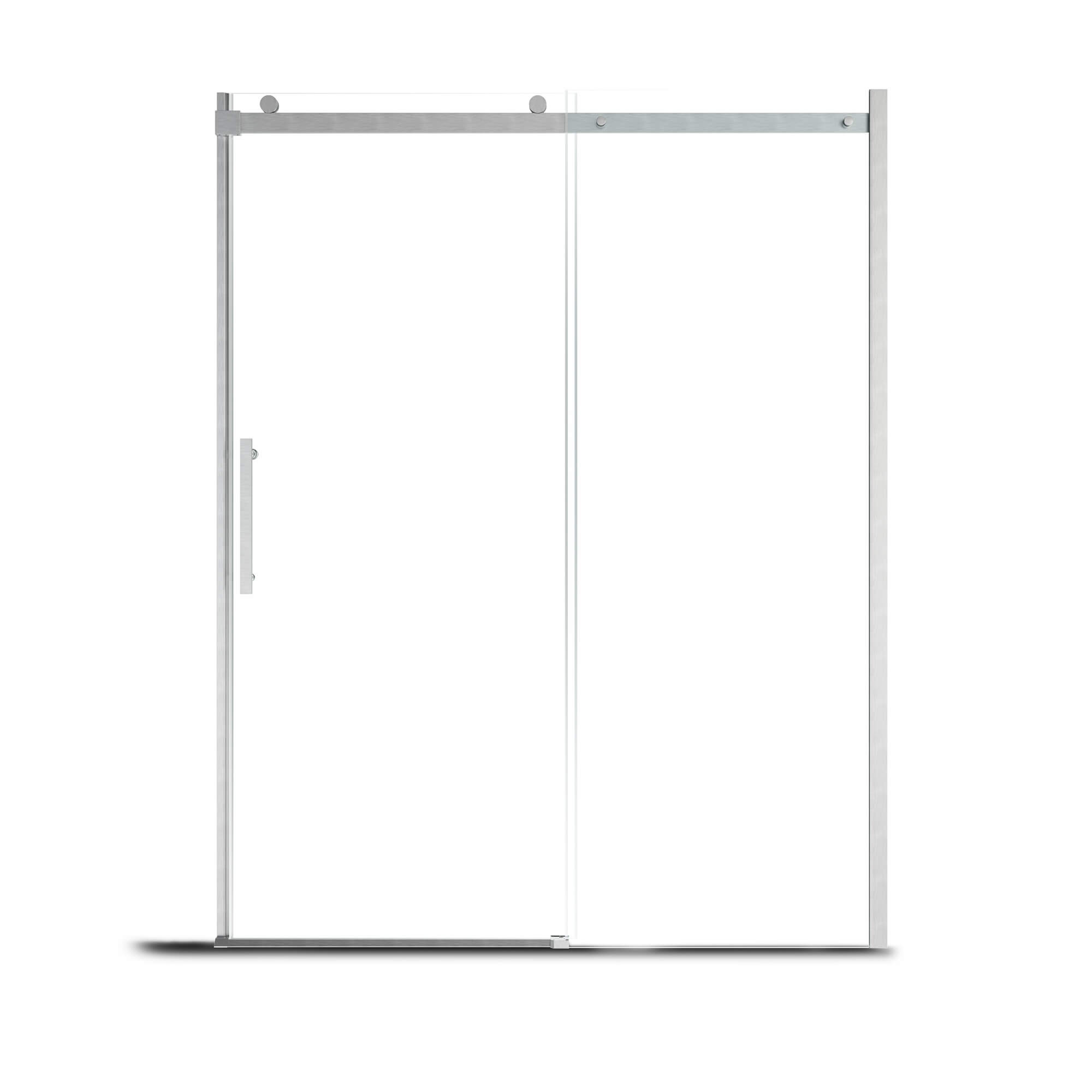 48"x76" Frameless Single Sliding Shower Door in Matte Black/Chrome/Bru