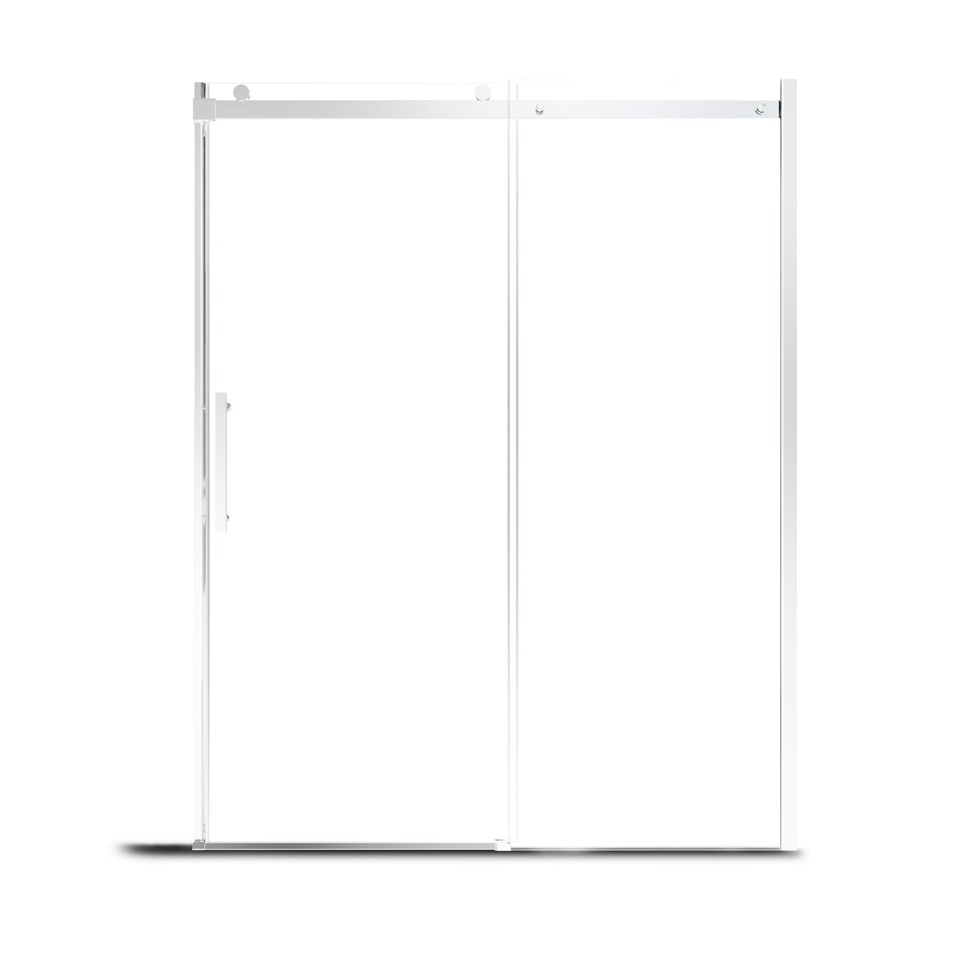 48"x76" Frameless Single Sliding Shower Door in Matte Black/Chrome/Bru