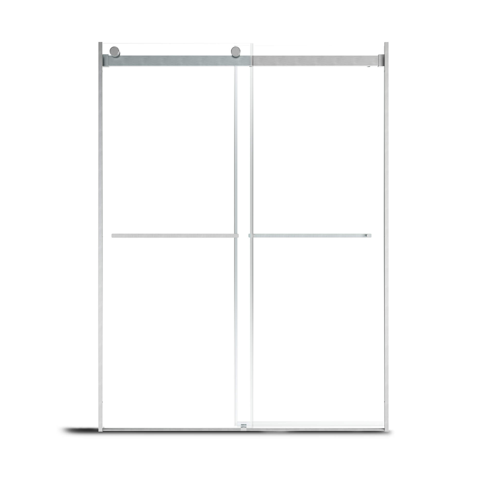 48"x76" Frameless Double Sliding Shower Door in Matte Black/Chrome/Bru