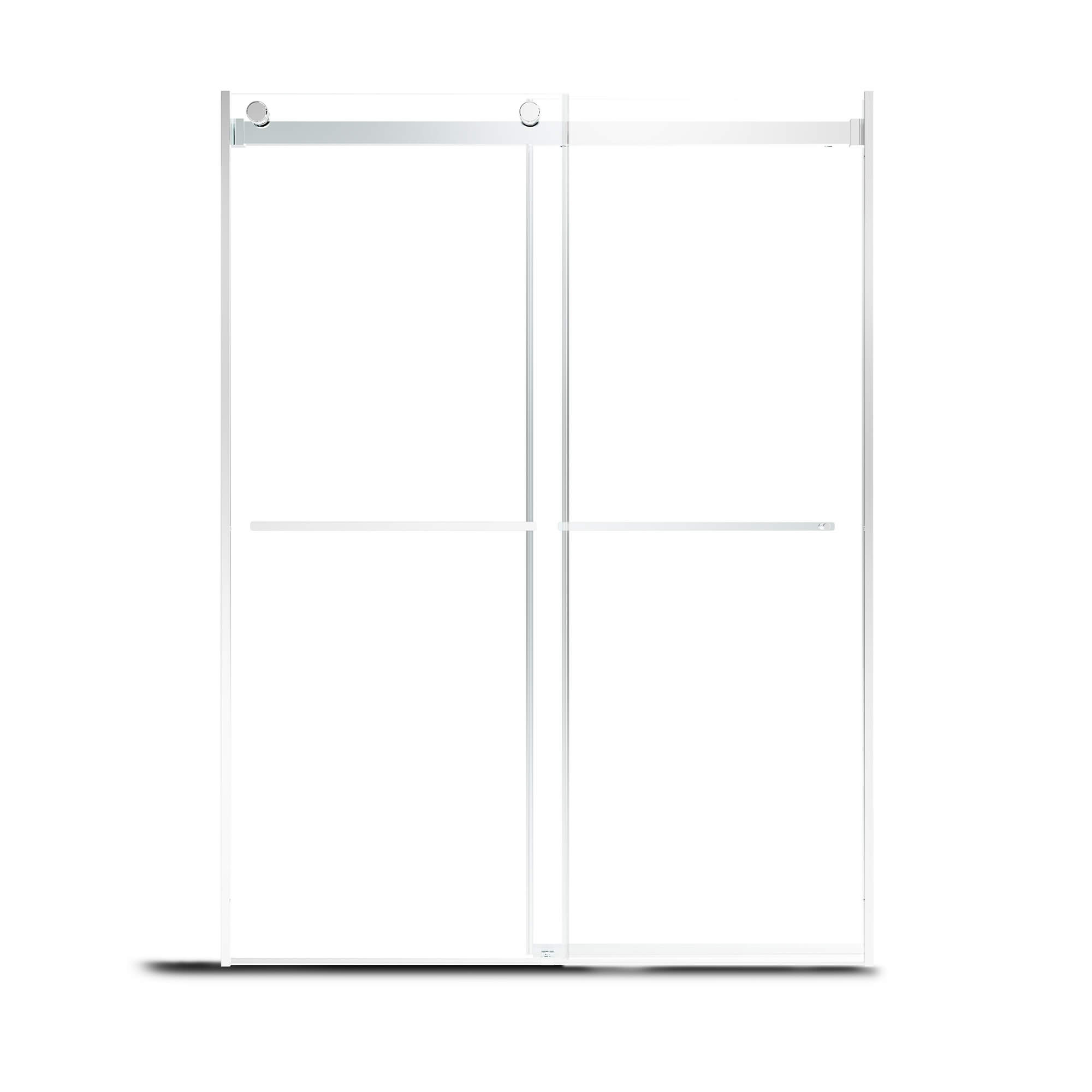 48"x76" Frameless Double Sliding Shower Door in Matte Black/Chrome/Bru