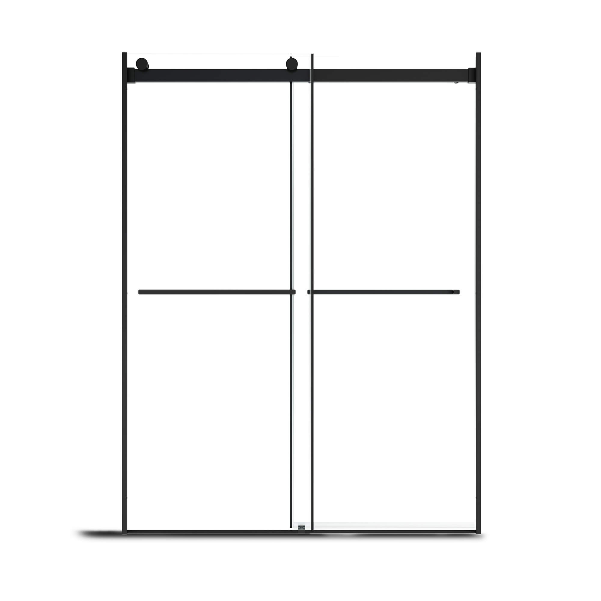 48"x76" Frameless Double Sliding Shower Door in Matte Black/Chrome/Bru