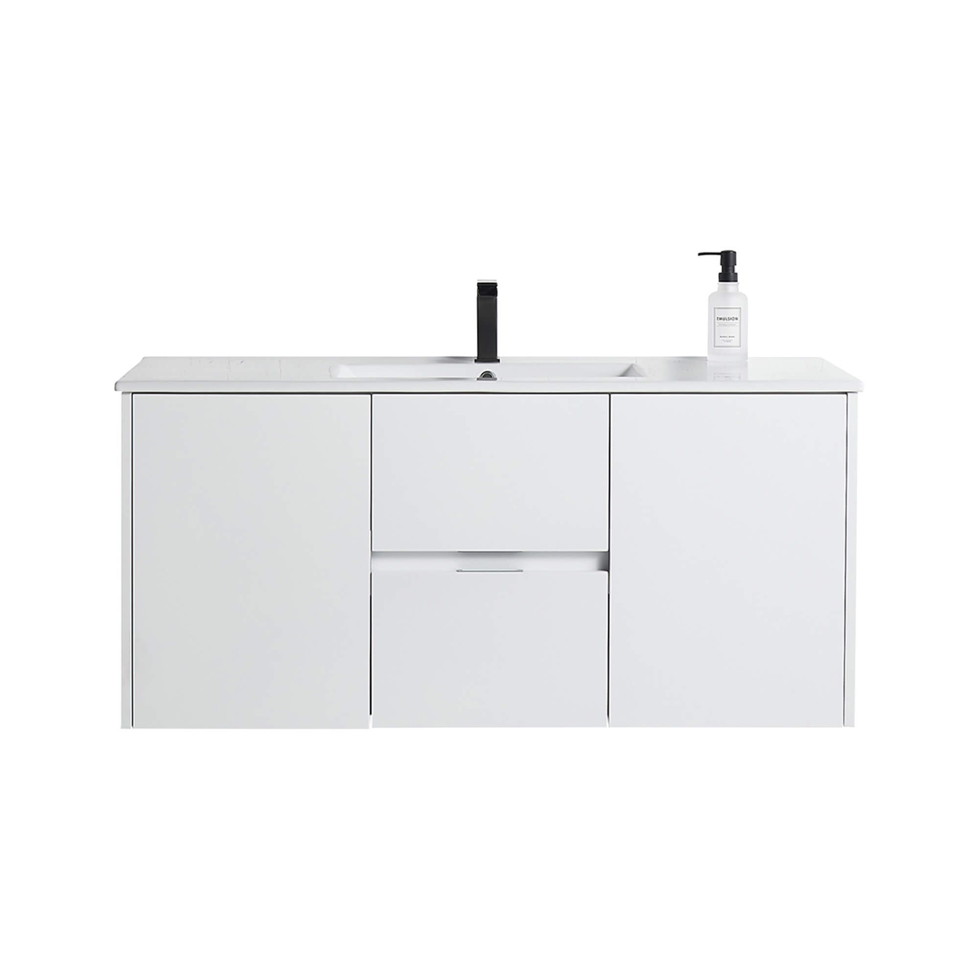 CASAINC 48-in Single Sink Bathroom Vanity in Matte White with White Top