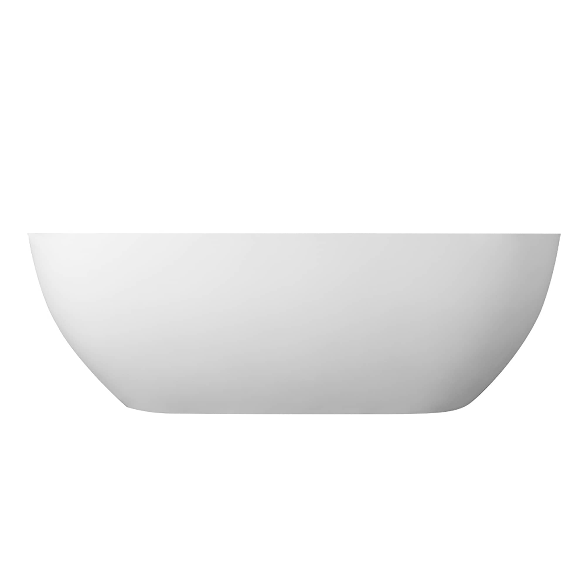 CASAINC 59 in. Solid Surface Free-Standing Bathtub with Centre Drain in Matte White