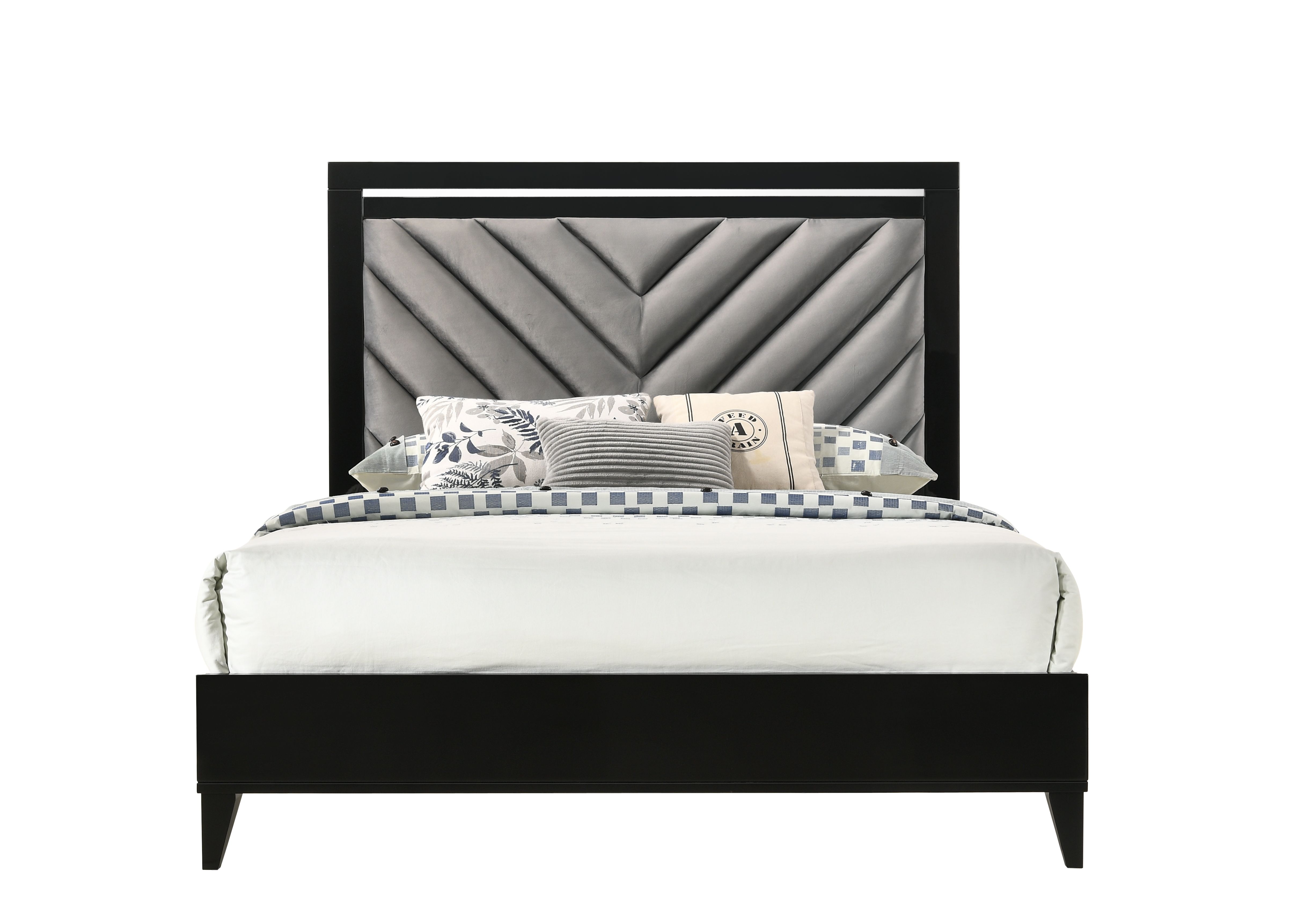 ACME Chelsie Queen Bed• Gray Fabric & Black Finish-CASAINC