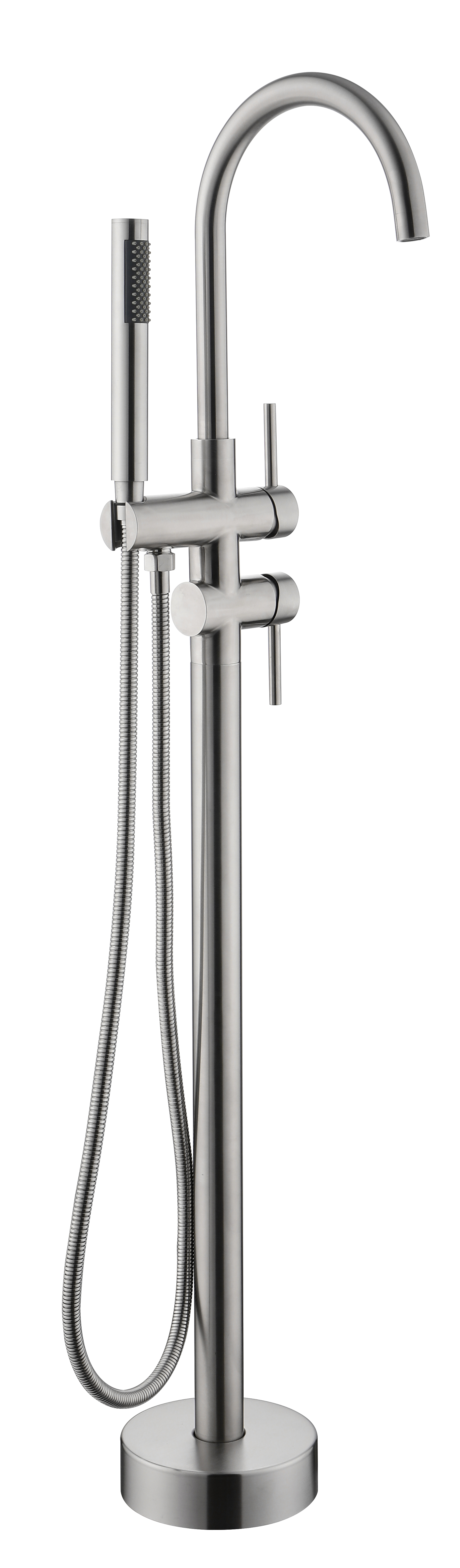 Mount Bathtub Faucet Freestanding Tub Filler Brushed Nickel Standing High Flow Shower Faucets with Handheld Shower Mixer Taps Swivel Spout-CASAINC