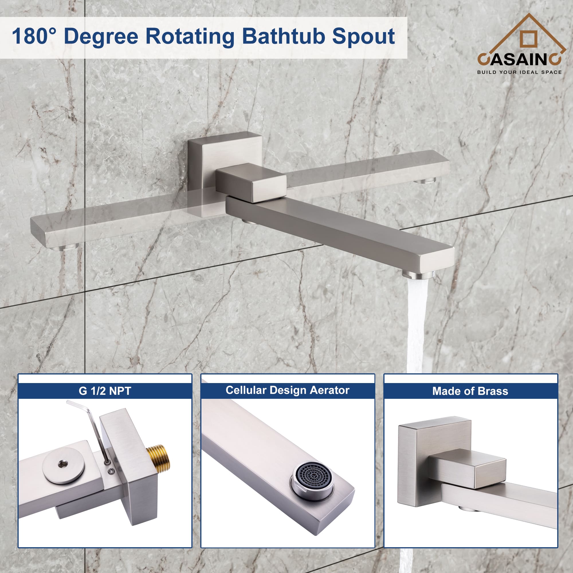 CASAINC Shower System with Rain Shower and Handheld and Tub Faucet Shower Set 