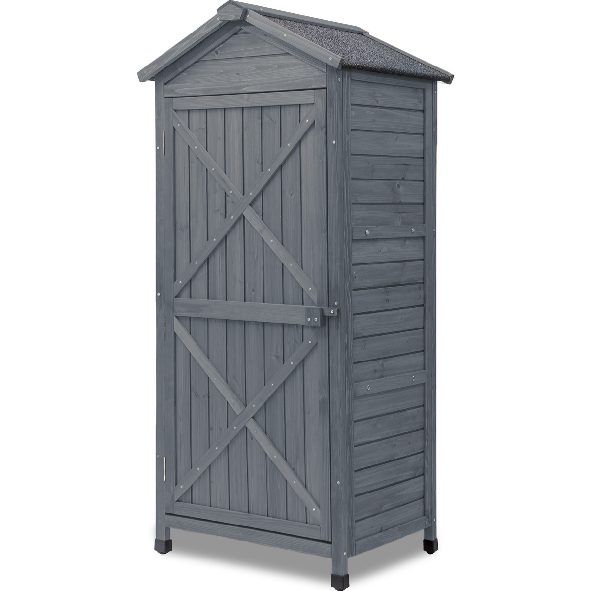 Outdoor Wooden Storage Sheds Fir Wood Lockers with Workstation,Gray     -CASAINC
