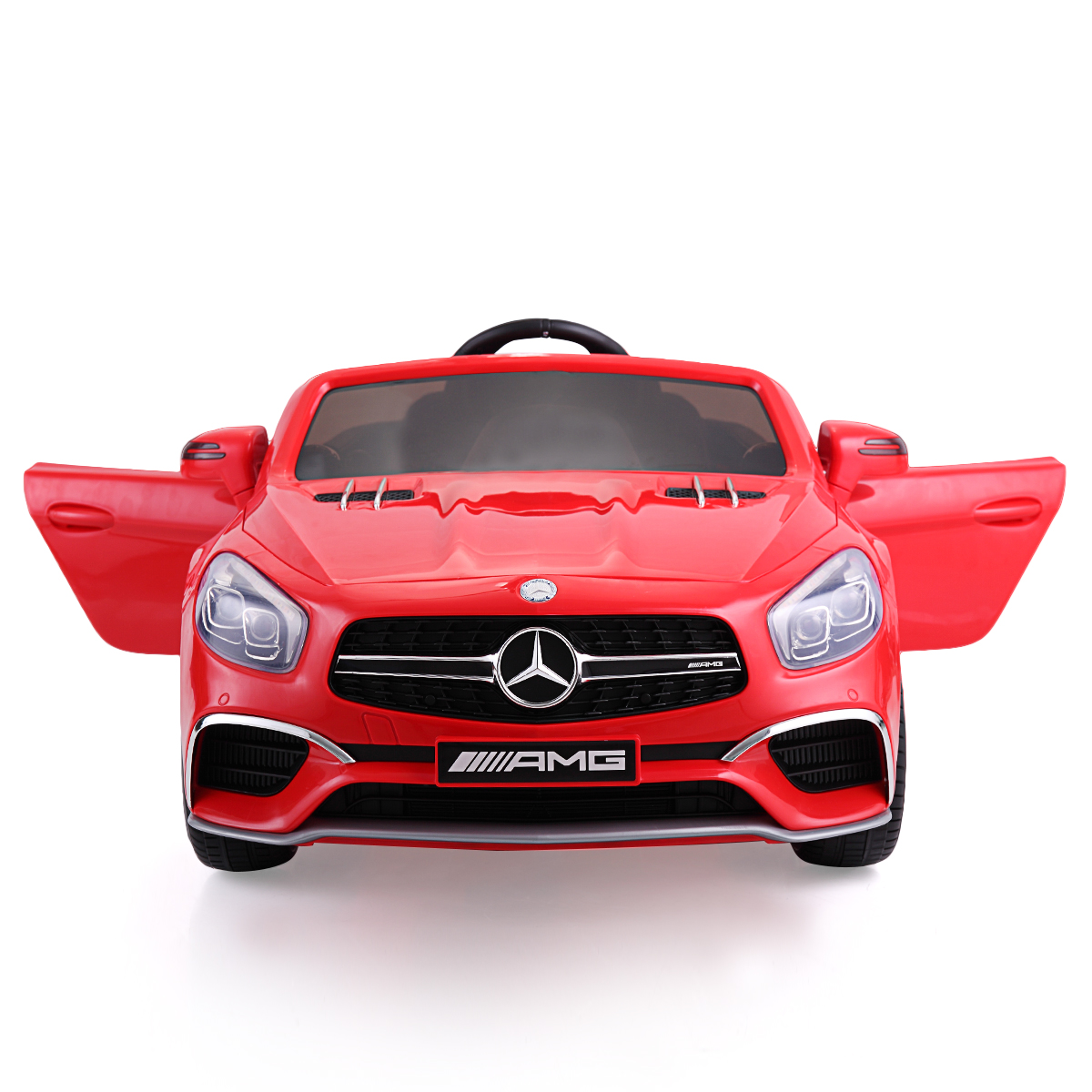 12V Mercedes-Benz Licensed Electric Kids Ride on Car, Battery Powered Vehicle with LED Lights, Music, USB, MP3, Spring-Suspension RC 4-Wheeler, Red-CASAINC