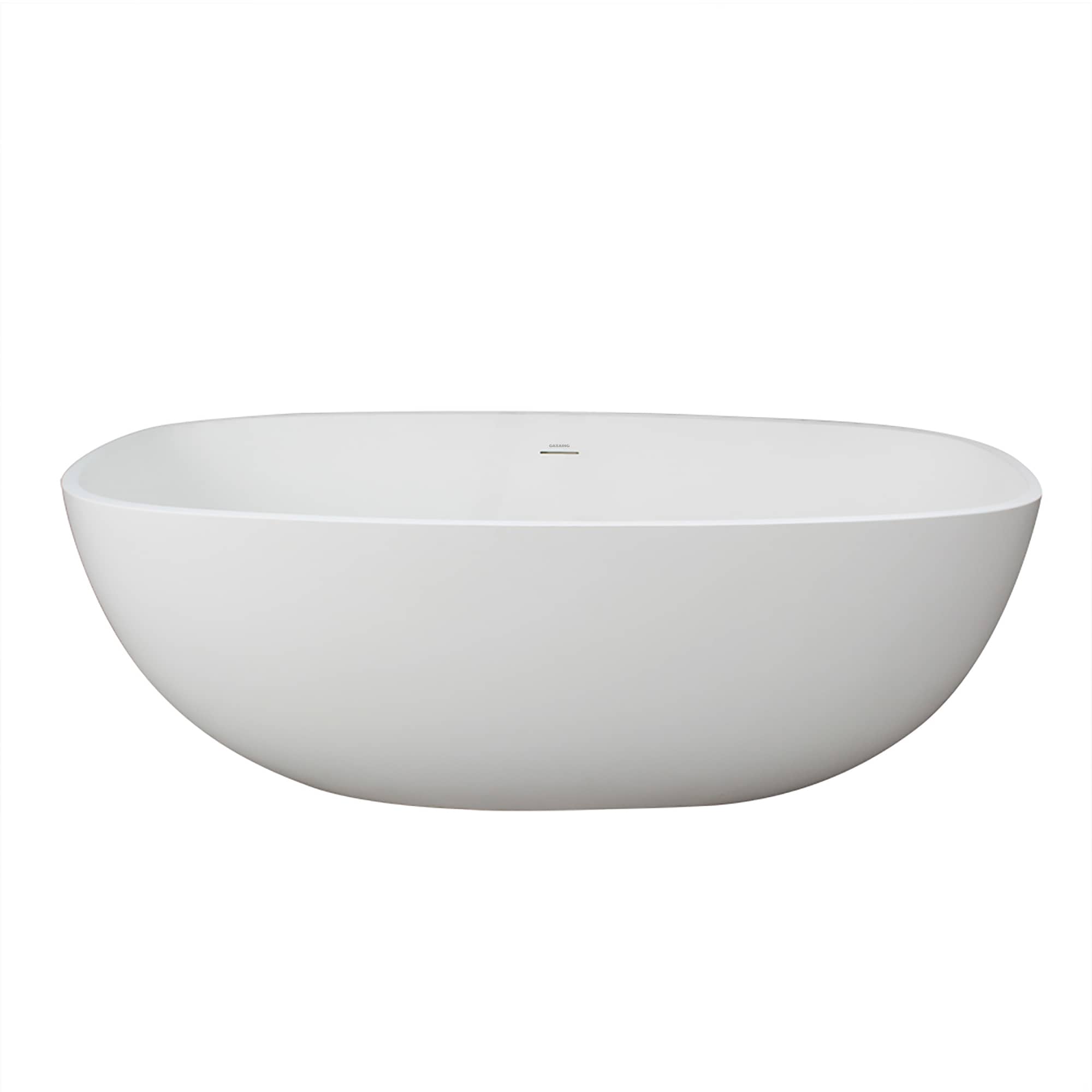 CASAINC 67 in. Solid Surface Free-Standing Bathtub with Centre Drain in Matte White