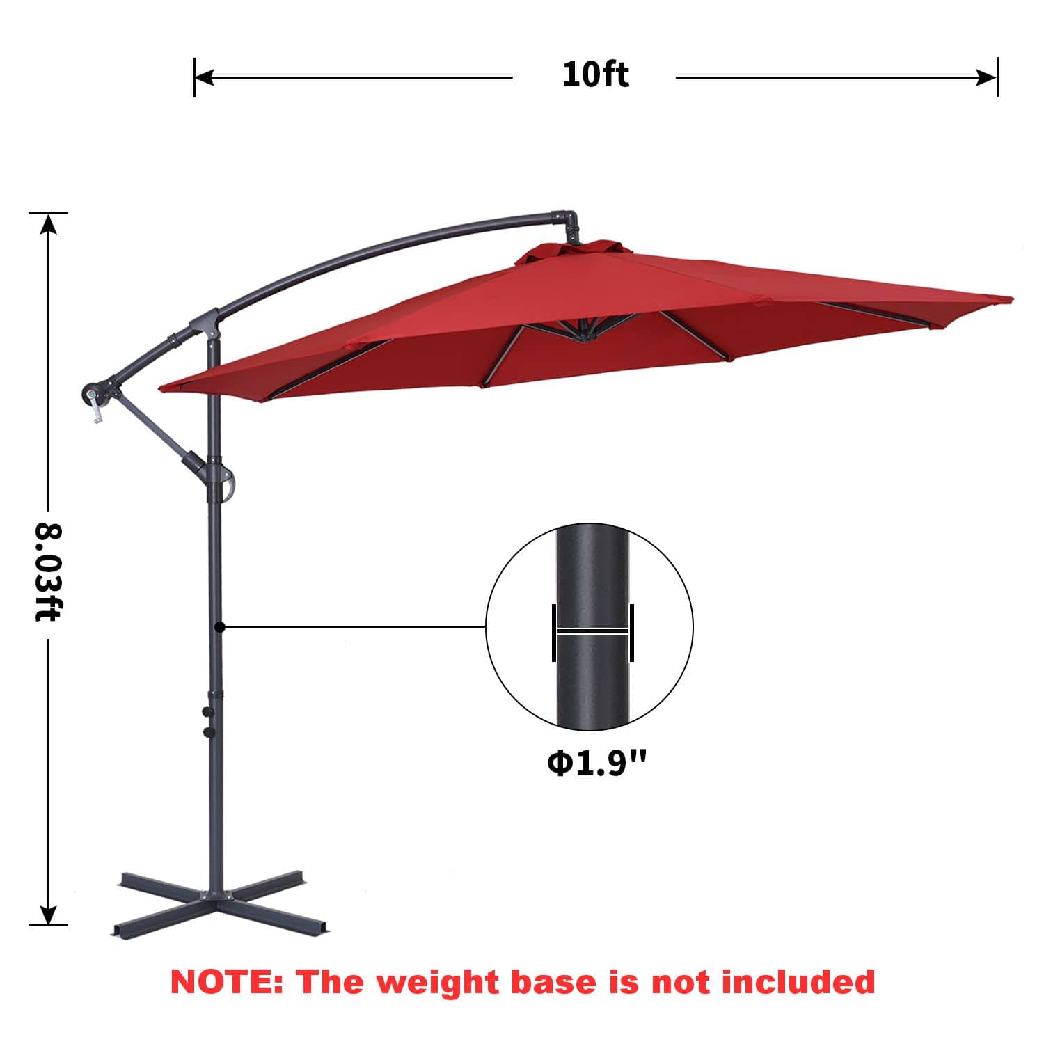 10' Offset Patio Umbrella Dimensions