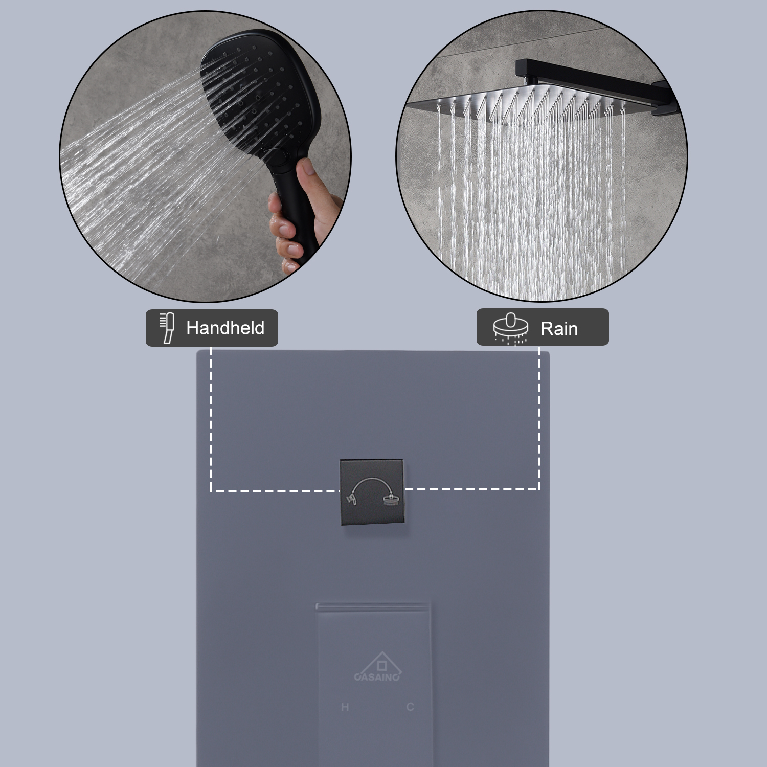 Casainc 2 Function 10" Wall Mounted Dual Shower Heads Shower System In Chrome