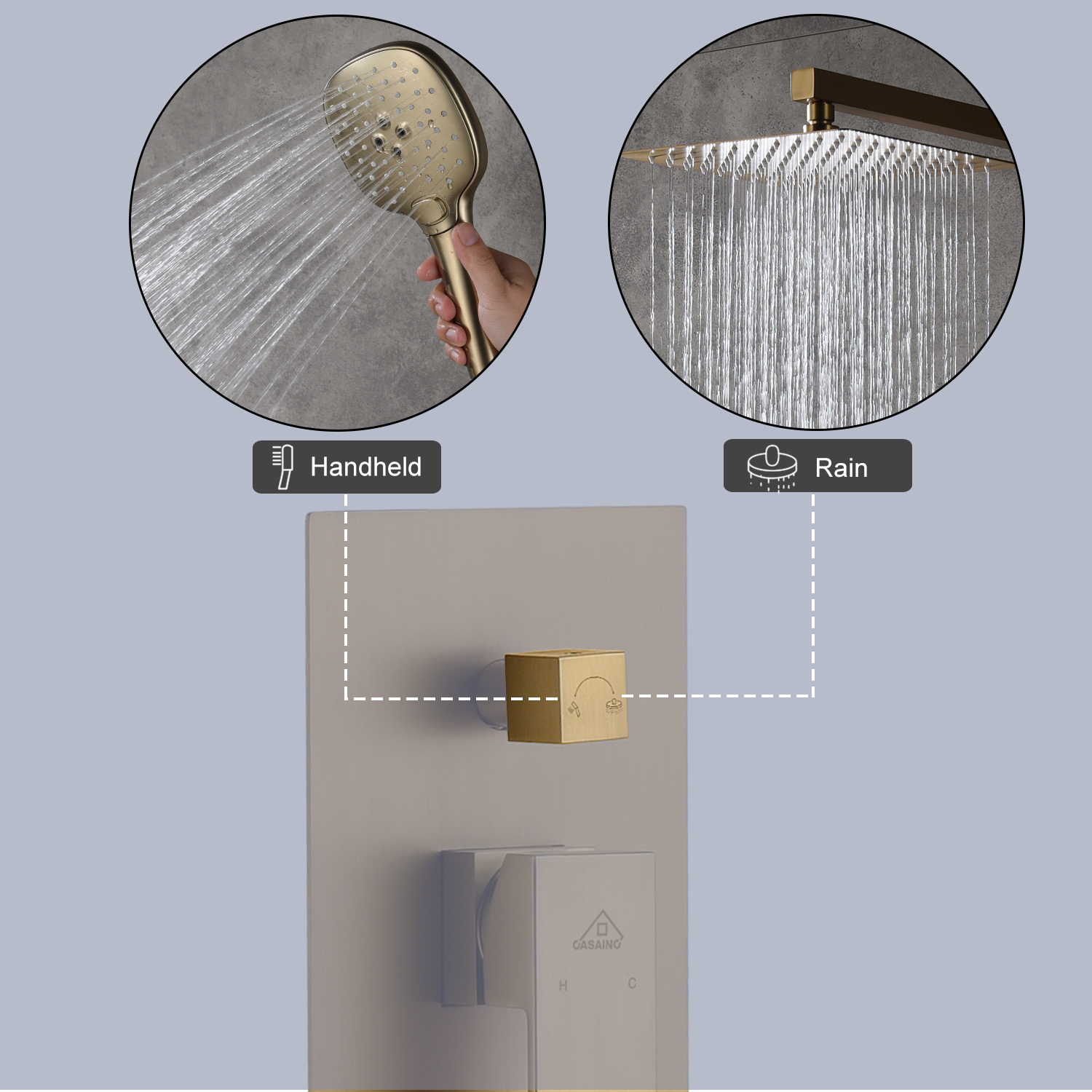 Casainc 2 Function 10" Wall Mounted Dual Shower Heads Shower System In Chrome