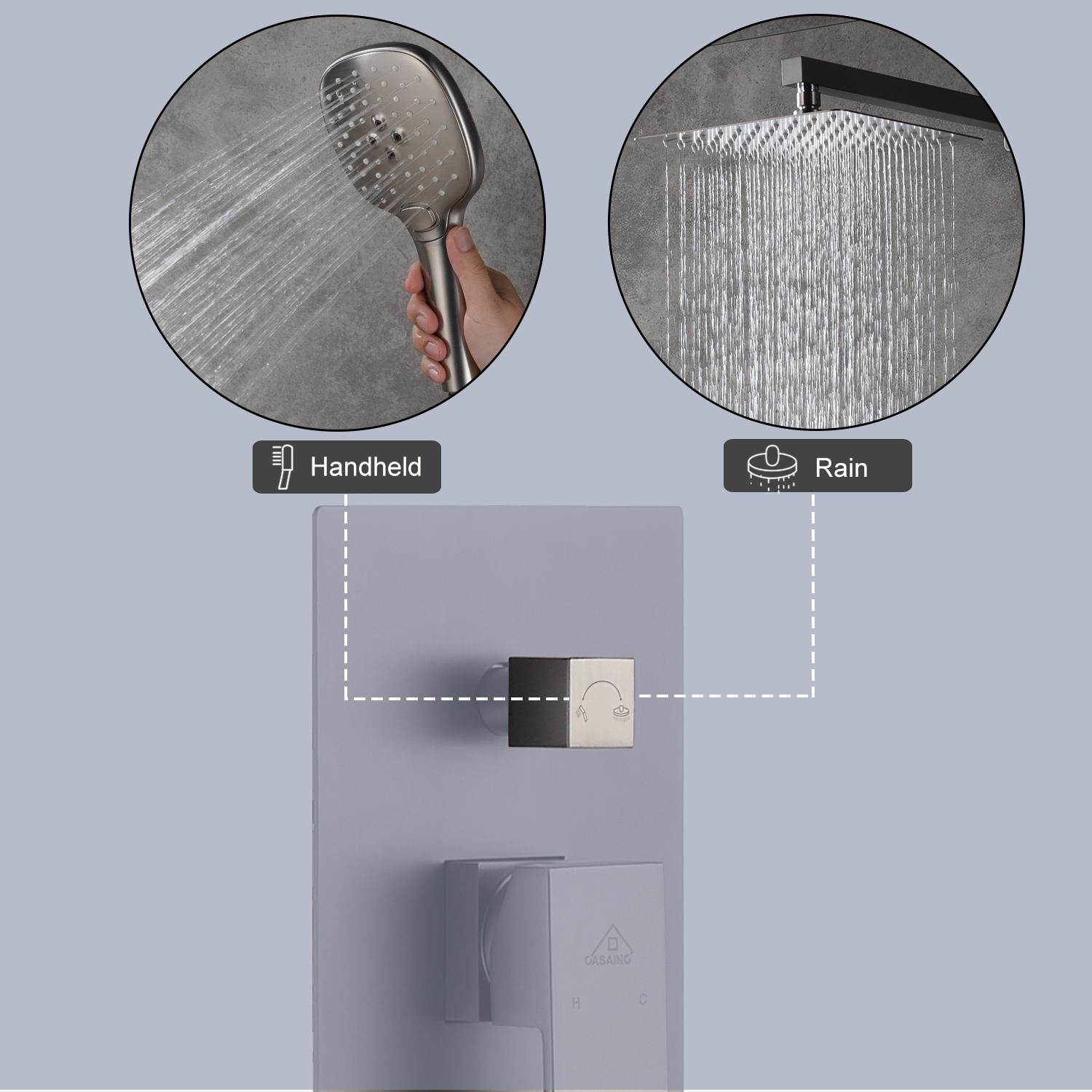 Casainc 2 Function 10" Wall Mounted Dual Shower Heads Shower System In Chrome