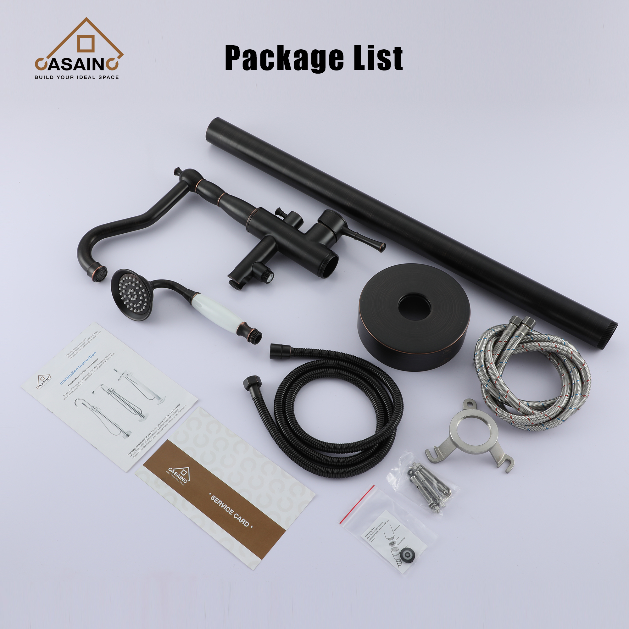 CASAINC Single Handle Classical Freestanding Bathtub Faucet with Hand Shower Hand