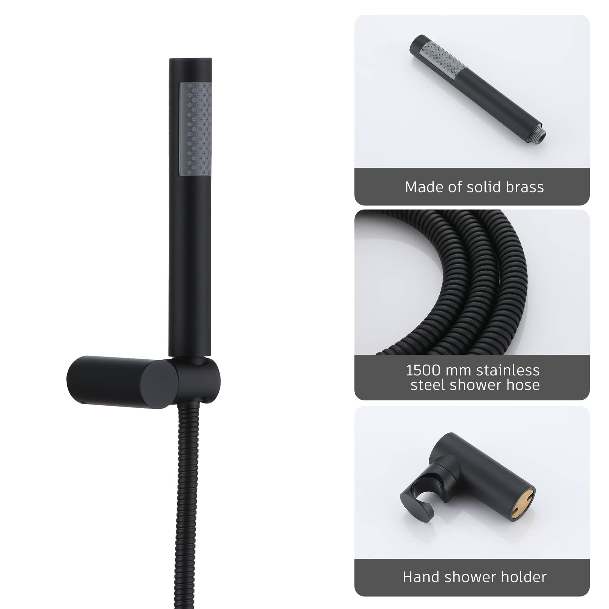 CASAINC 2-Function Matte Black 1-Handle Shower Faucet Valve with Hand-Held Shower