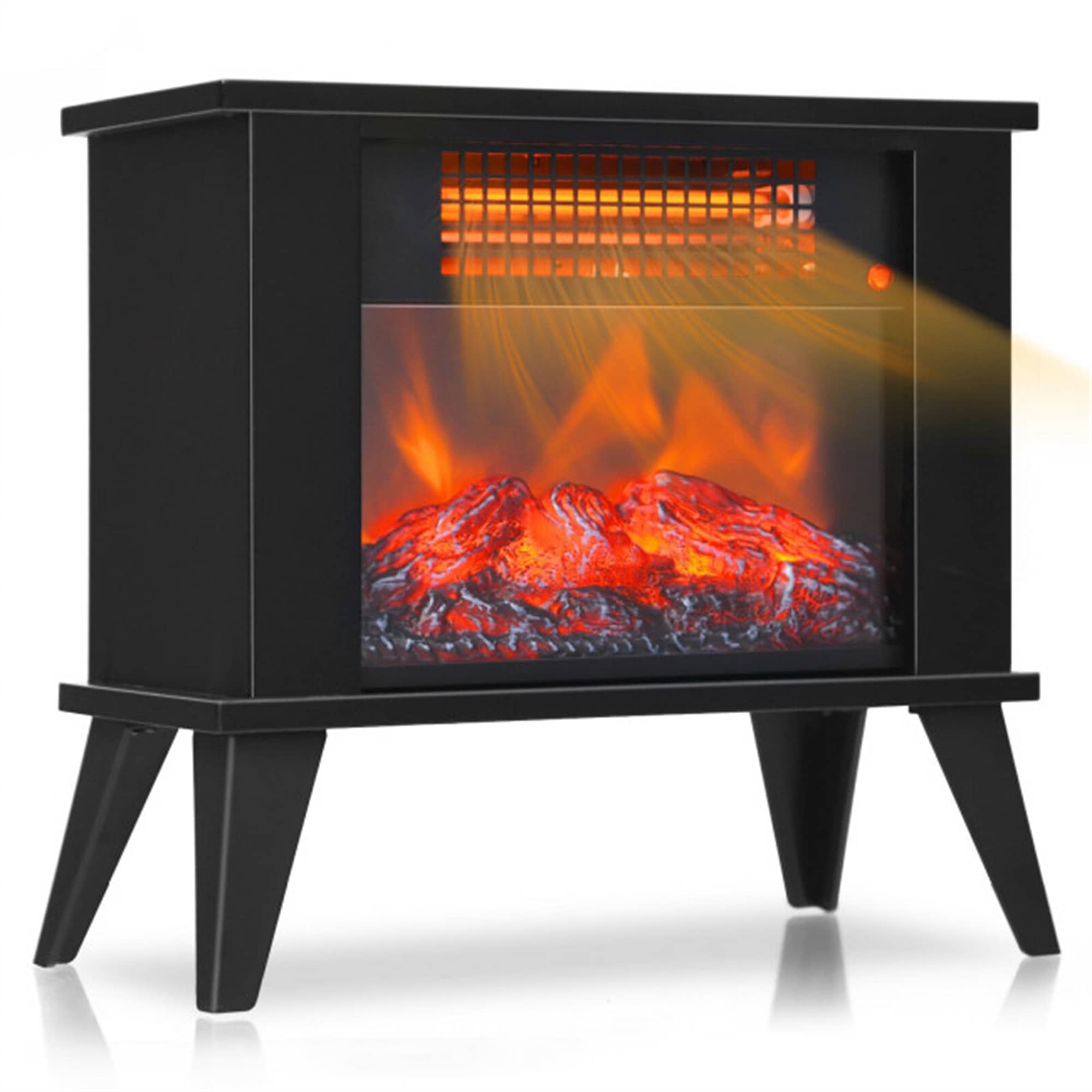 CASAINC 14 Inches Portable Electric Fireplace Heater with Realistic Flame Effect
