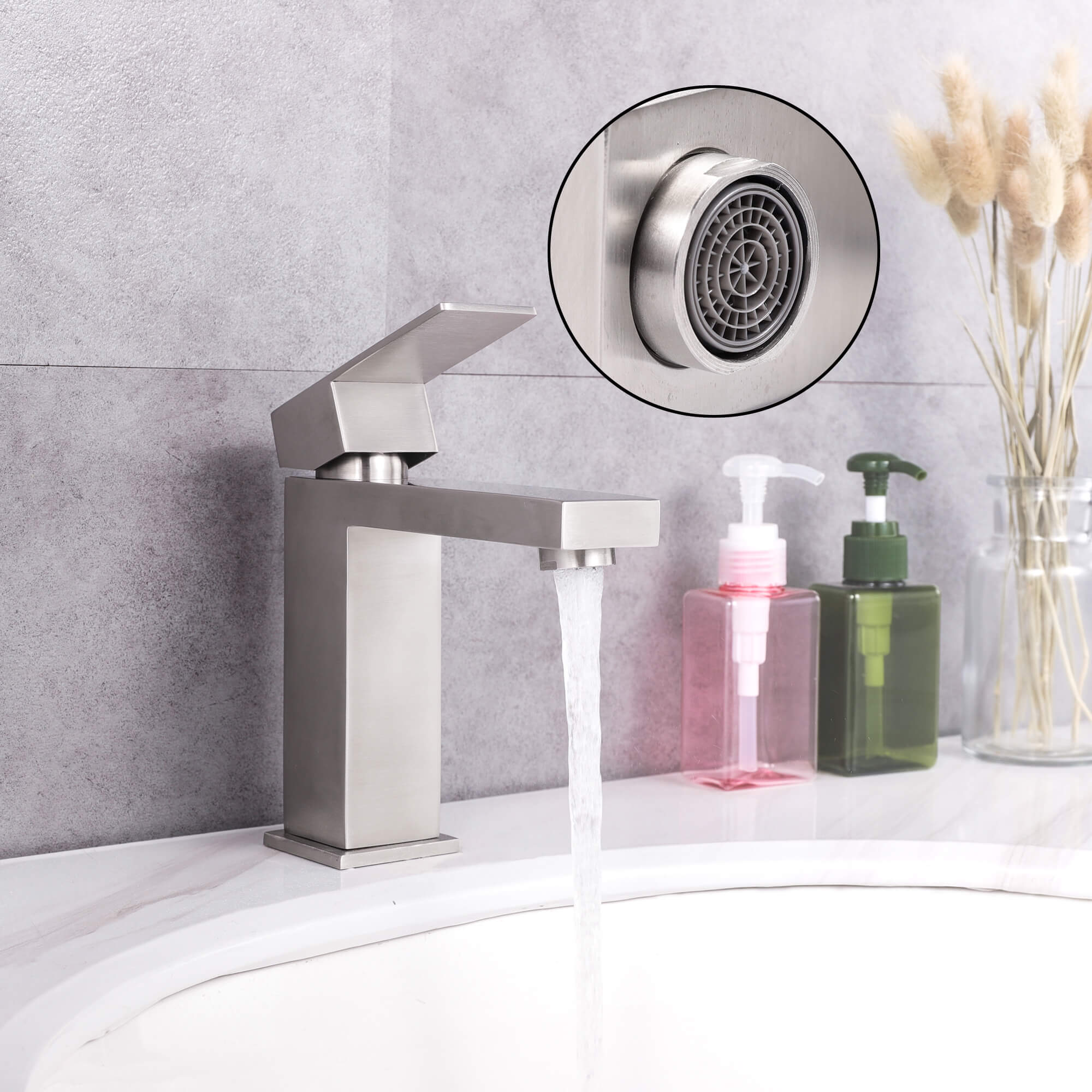 Casainc Brushed Nickel 1-Handle Residential Freestanding Sink Faucet