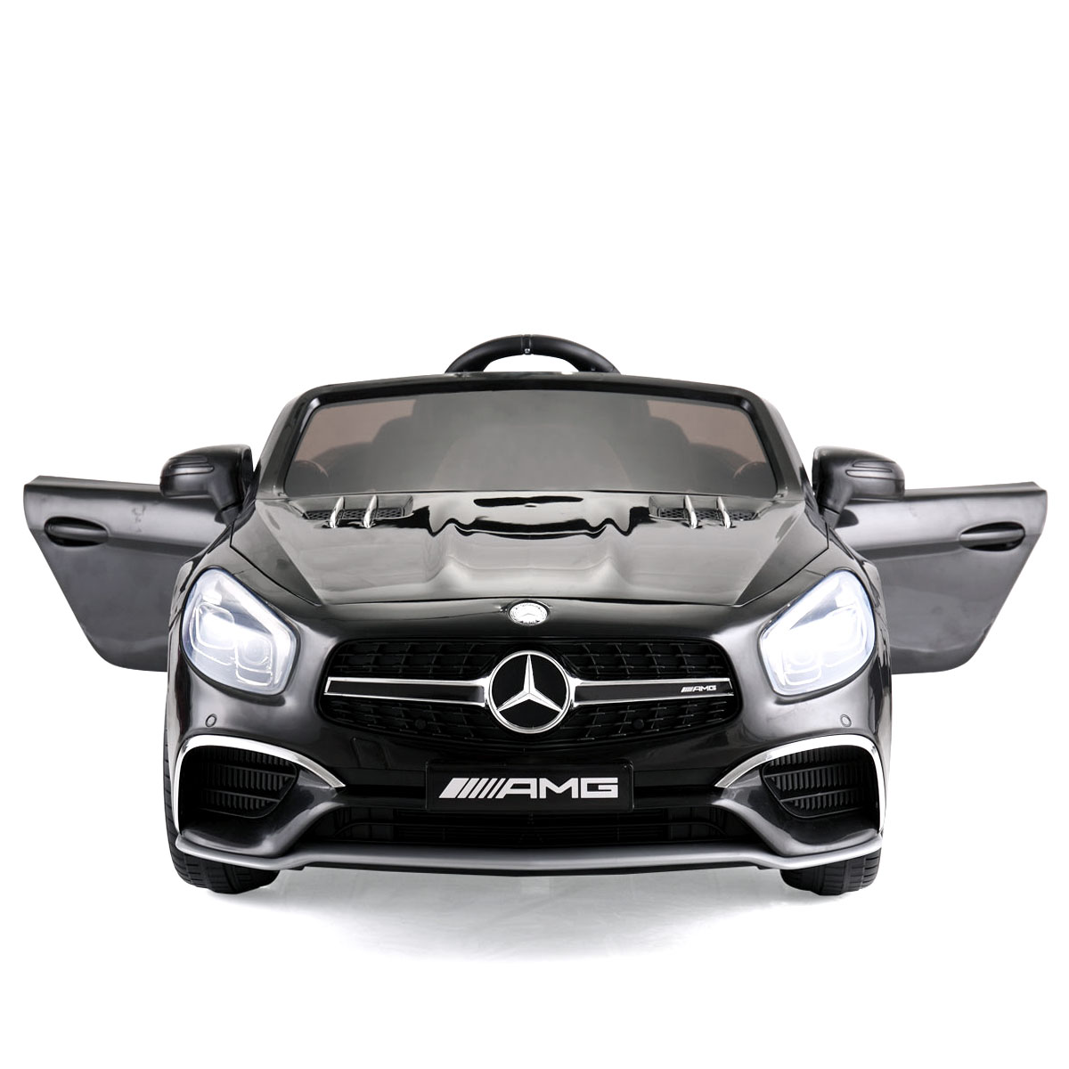12V Mercedes-Benz Licensed Electric Kids Ride on Car, Battery Powered Vehicle with LED Lights, Music, USB, MP3, Spring-Suspension RC 4-Wheeler,Black/Red-CASAINC