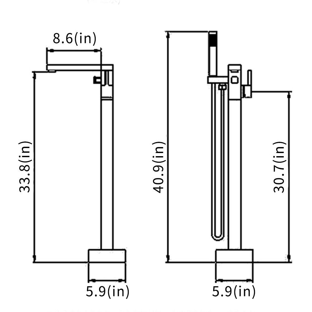 Casainc Freestanding 1-Handle Bathtub Faucet with Handheld Shower (Matte Black)-CASAINC