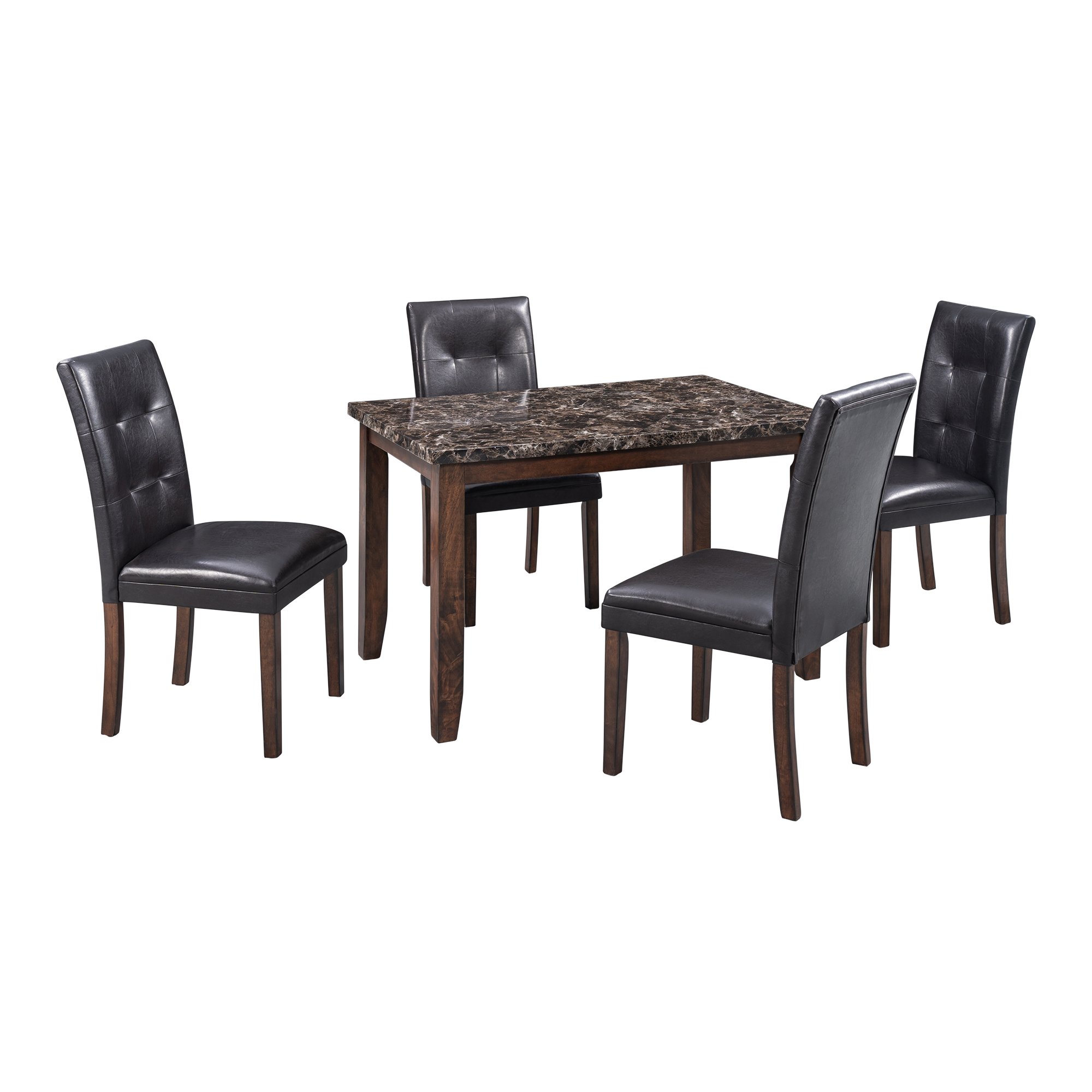 Faux Marble 5-Piece Dining Set Table with 4 Thicken Cushion Dining Chairs Home Furniture-CASAINC