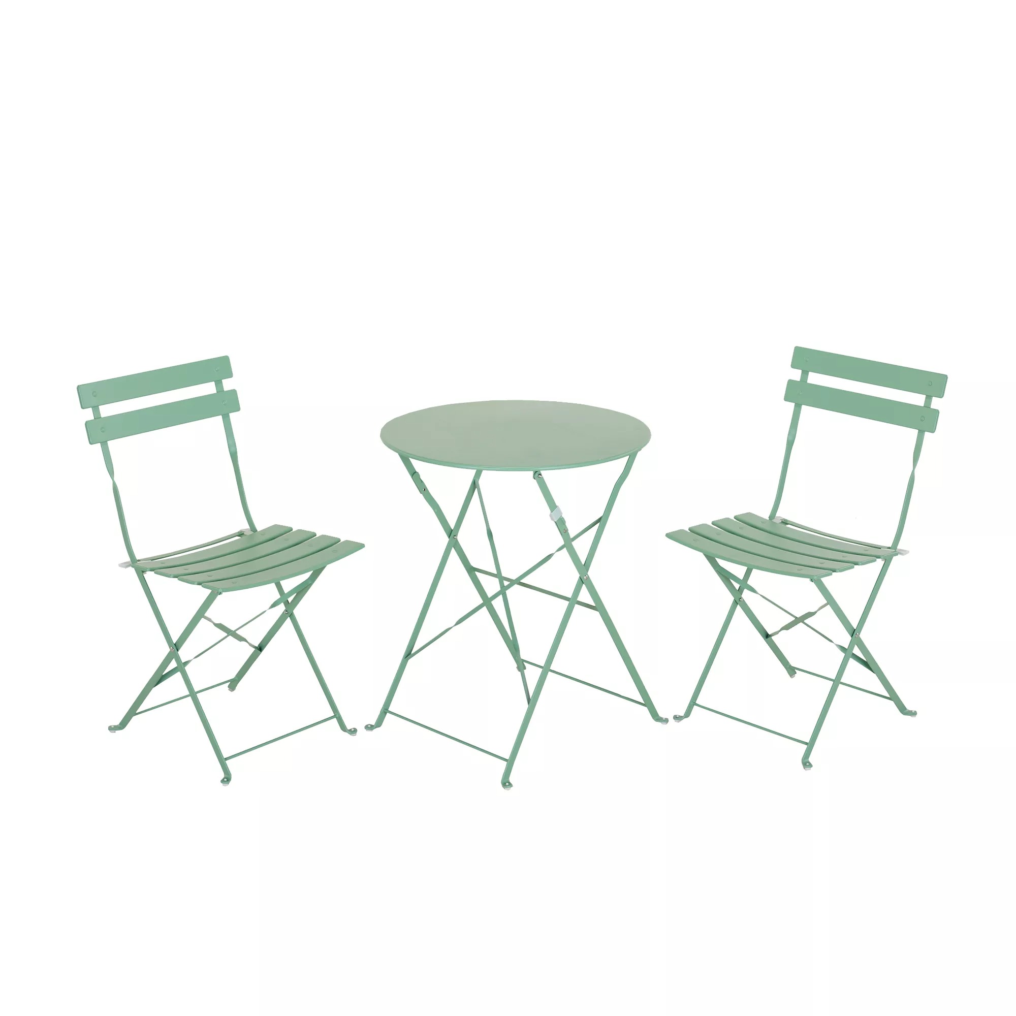 3-Piece Powder-Coated Iron Bistro Set of Foldable Garden Table and Chairs