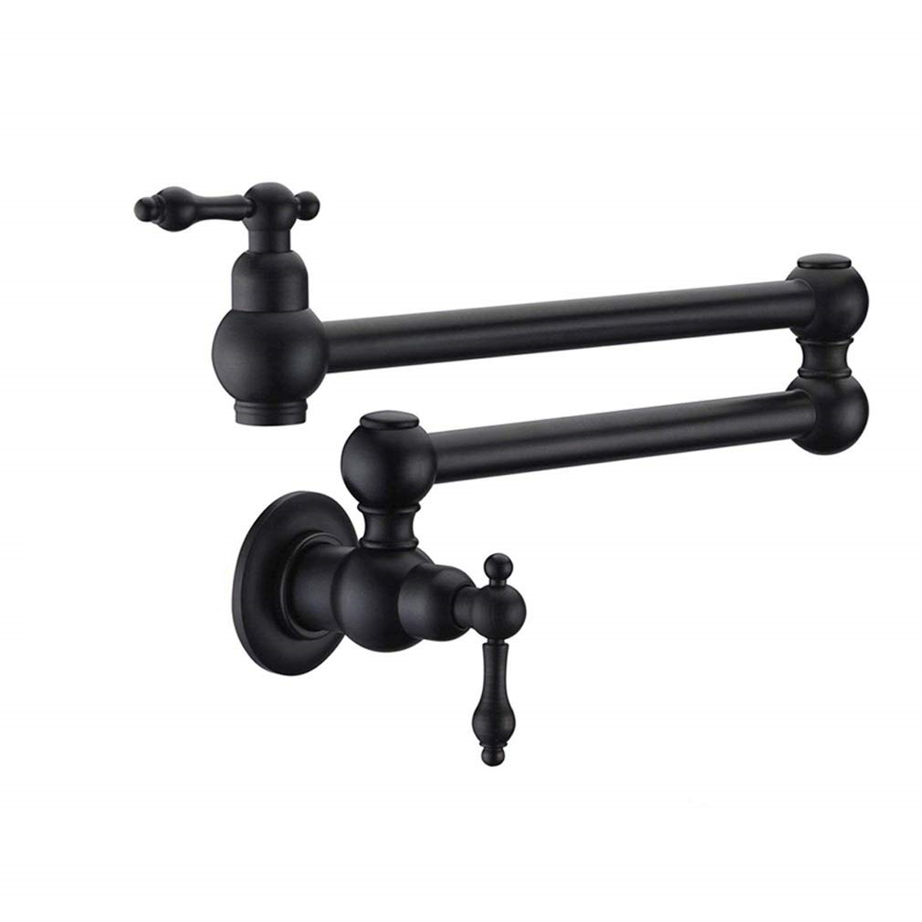 Pot Filler Faucet Wall Mount,with Double Joint Swing Arms Matte Black