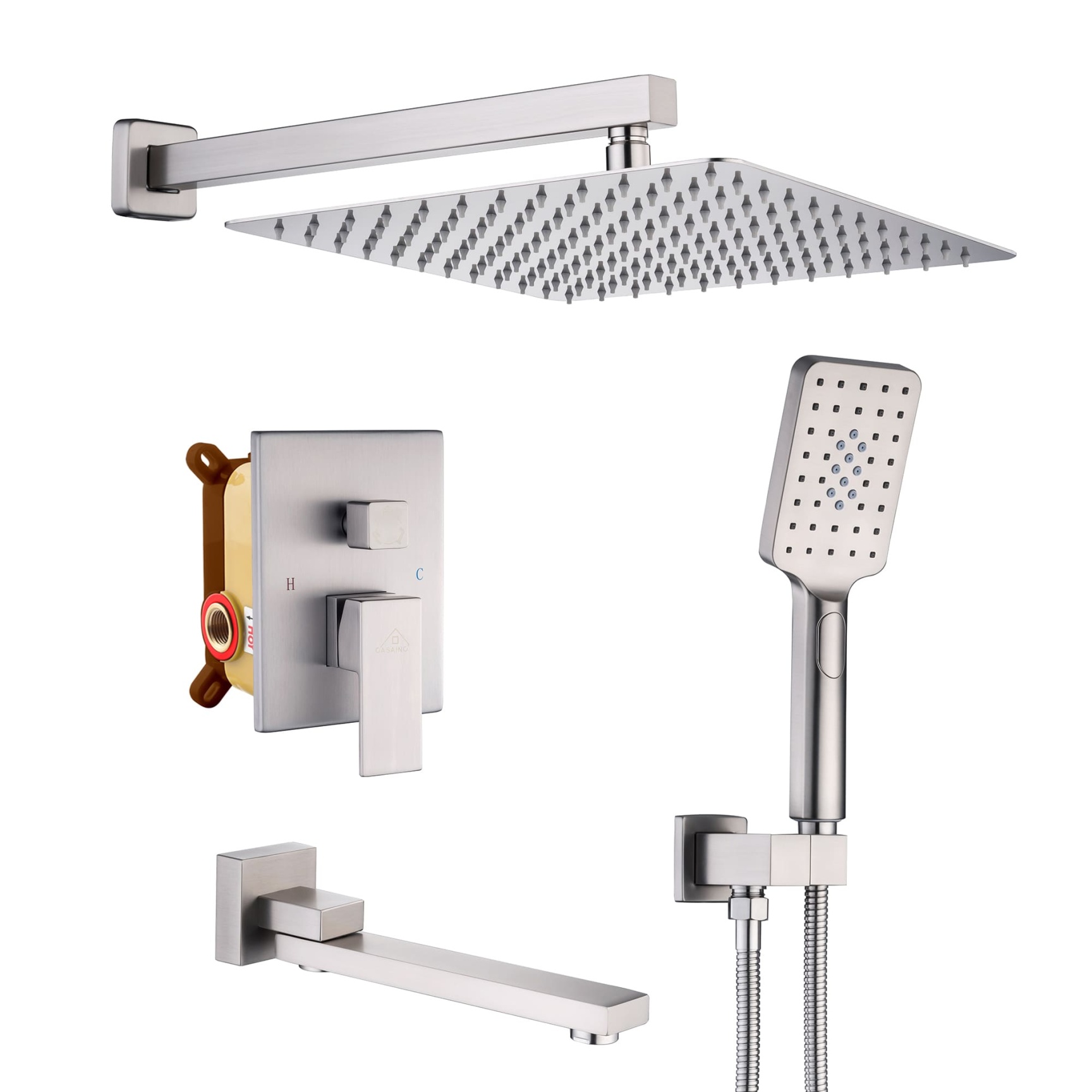 10"/12" Rain Shower System with Handheld and Tub Faucet Shower Set