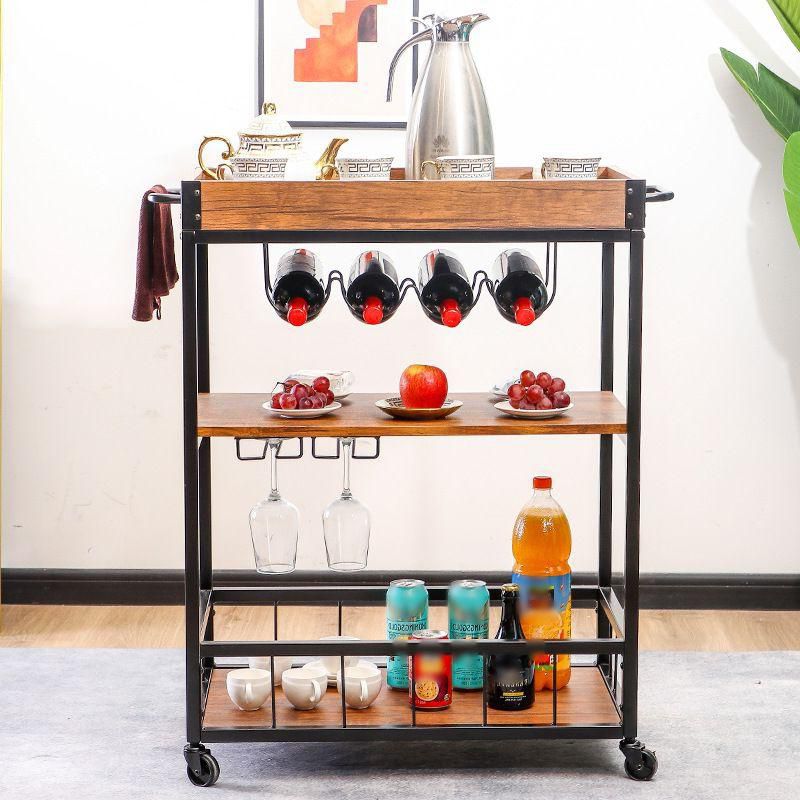 Kitchen Cart with Wine Rack-CASAINC