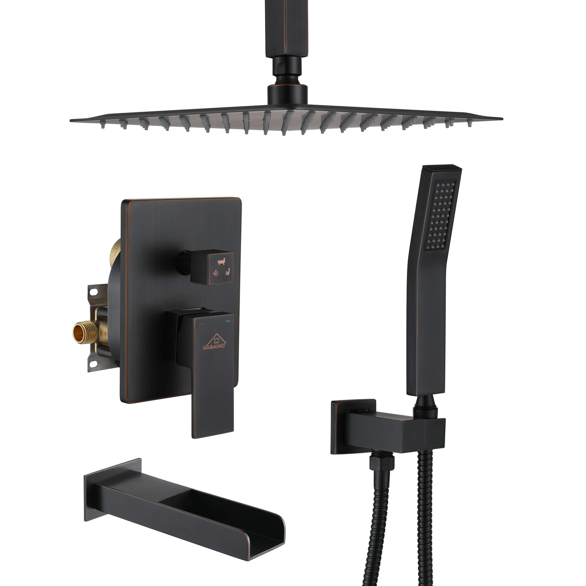 CASAINC Shower System with Cascading Tub Filler