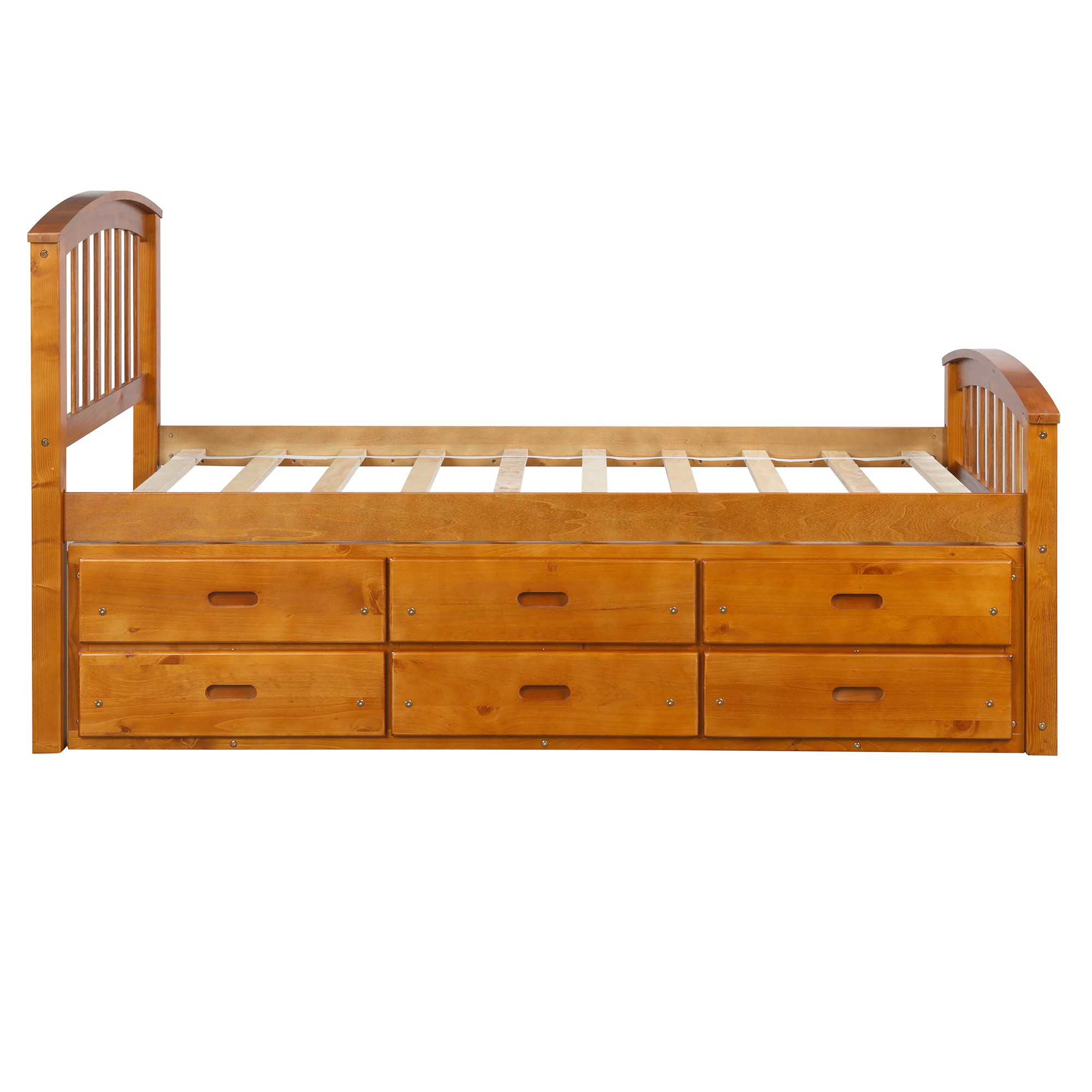 Twin Size Platform Storage Bed Solid Wood Bed with 6 Drawers-CASAINC