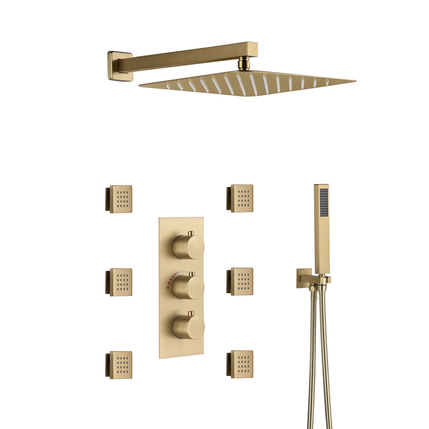 CASAINC 3 Way Thermostatic Complete Shower System with Roughin Valve