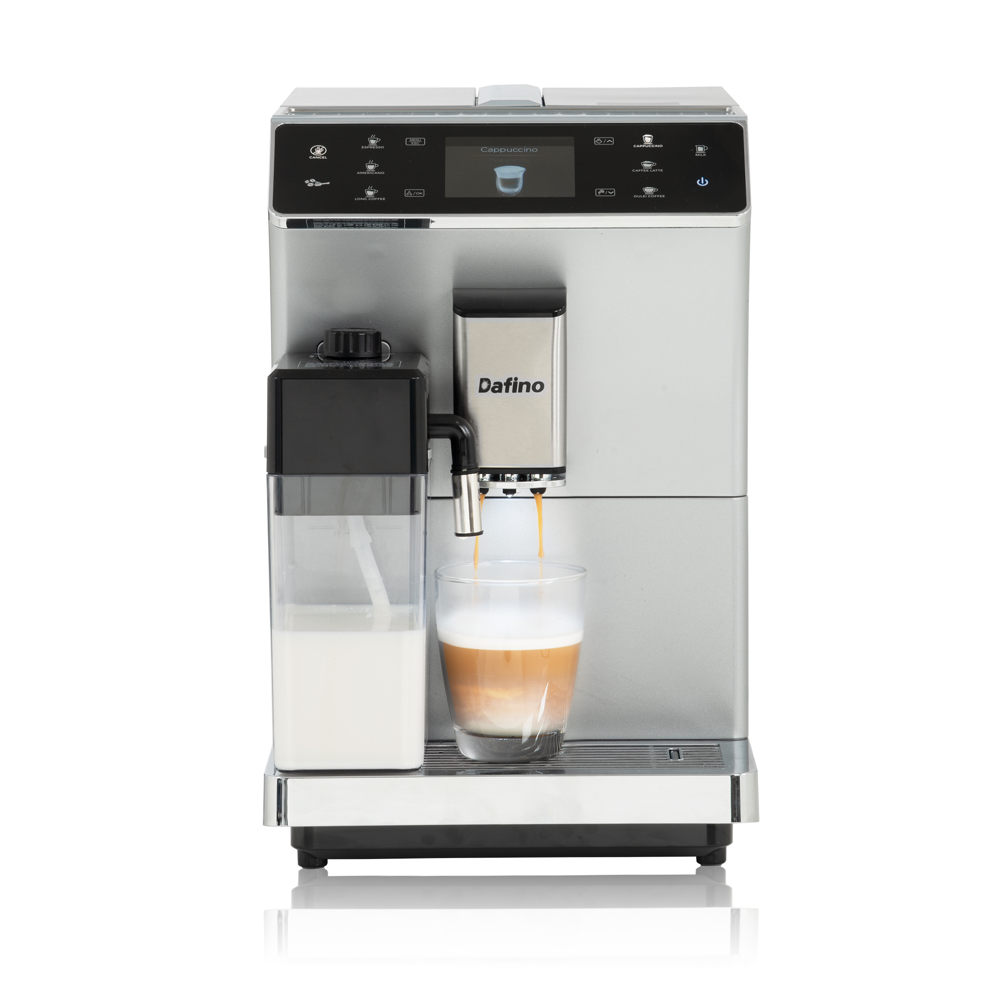 Dafino-202 Fully Automatic Espresso Machine with milk tank, silver-CASAINC