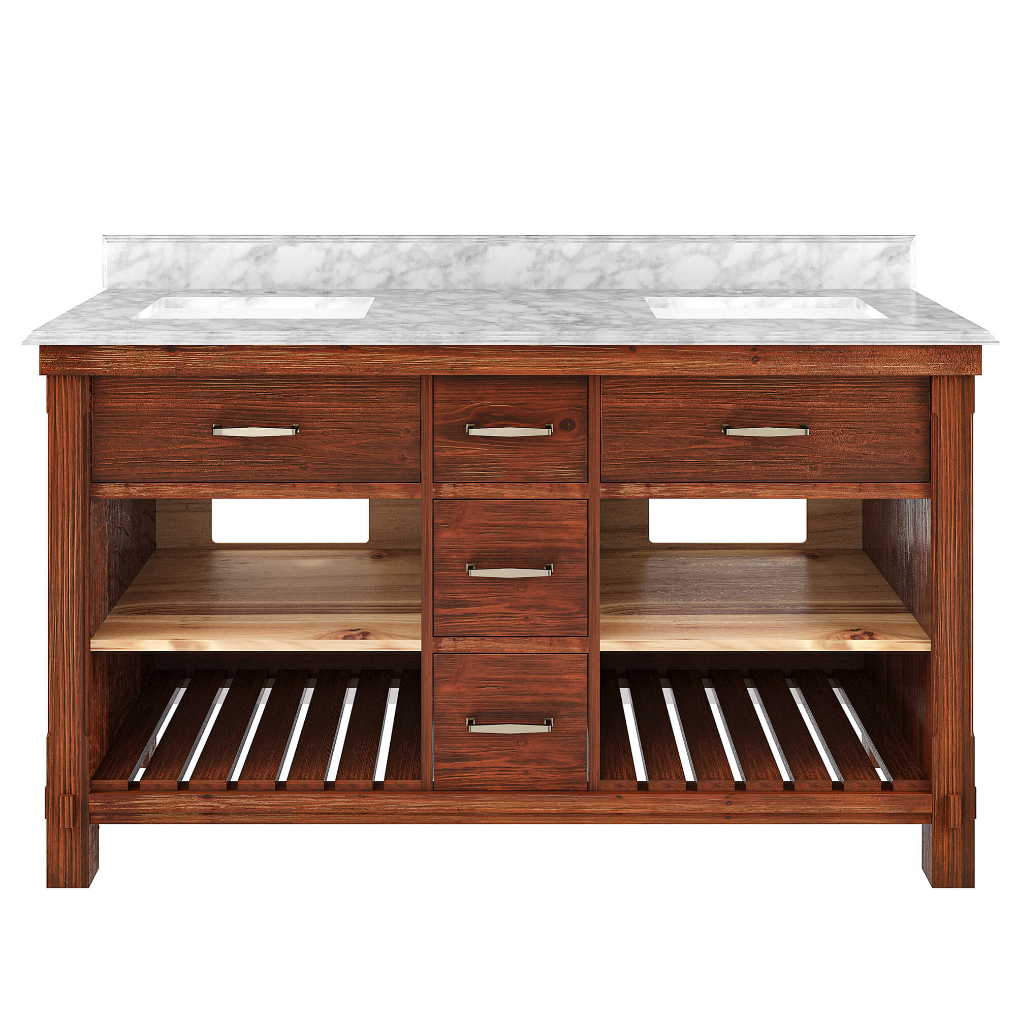 36/48/60" Freestanding Bathroom Sink Vanity in Traditional Brown with 