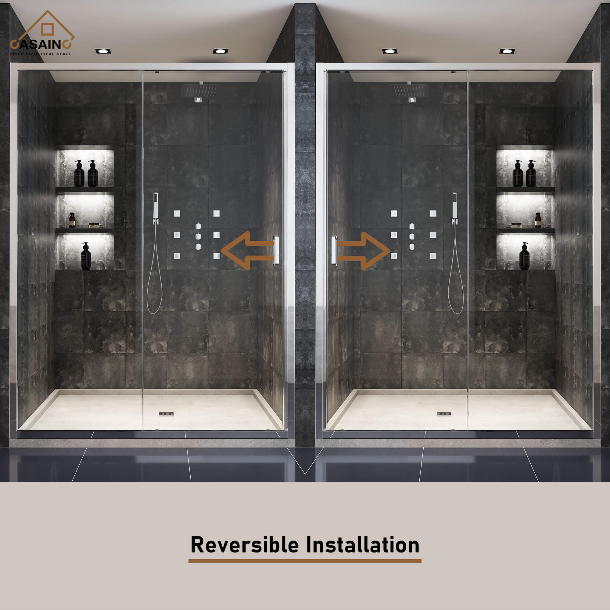 60" x 72" Framed Single Sliding Shower Door in Chrome/Brushed Nickel/M